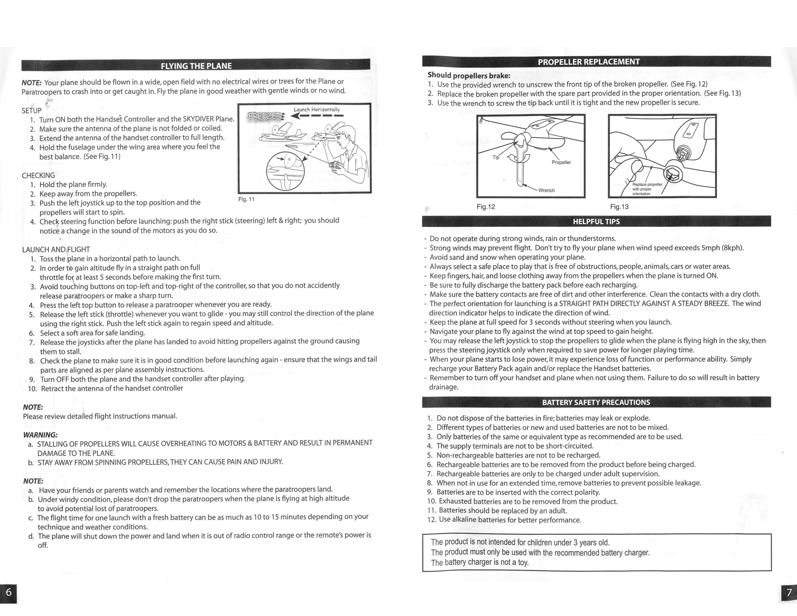 Mga Entertainment SKYDIVER RC 6 7 User Manual