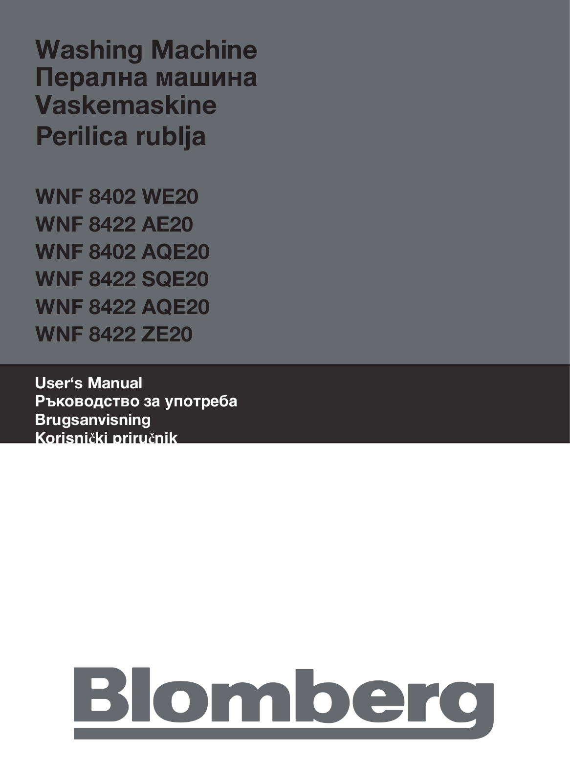 Blomberg WNF 8402 WE20 User Manual