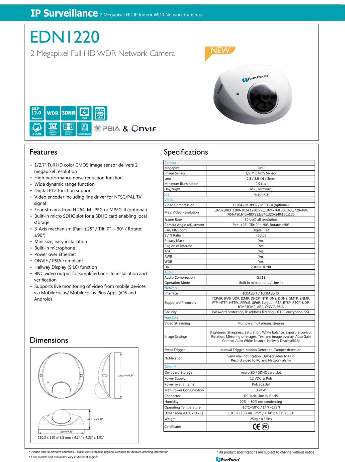 EverFocus EDN1220-2 Specsheet