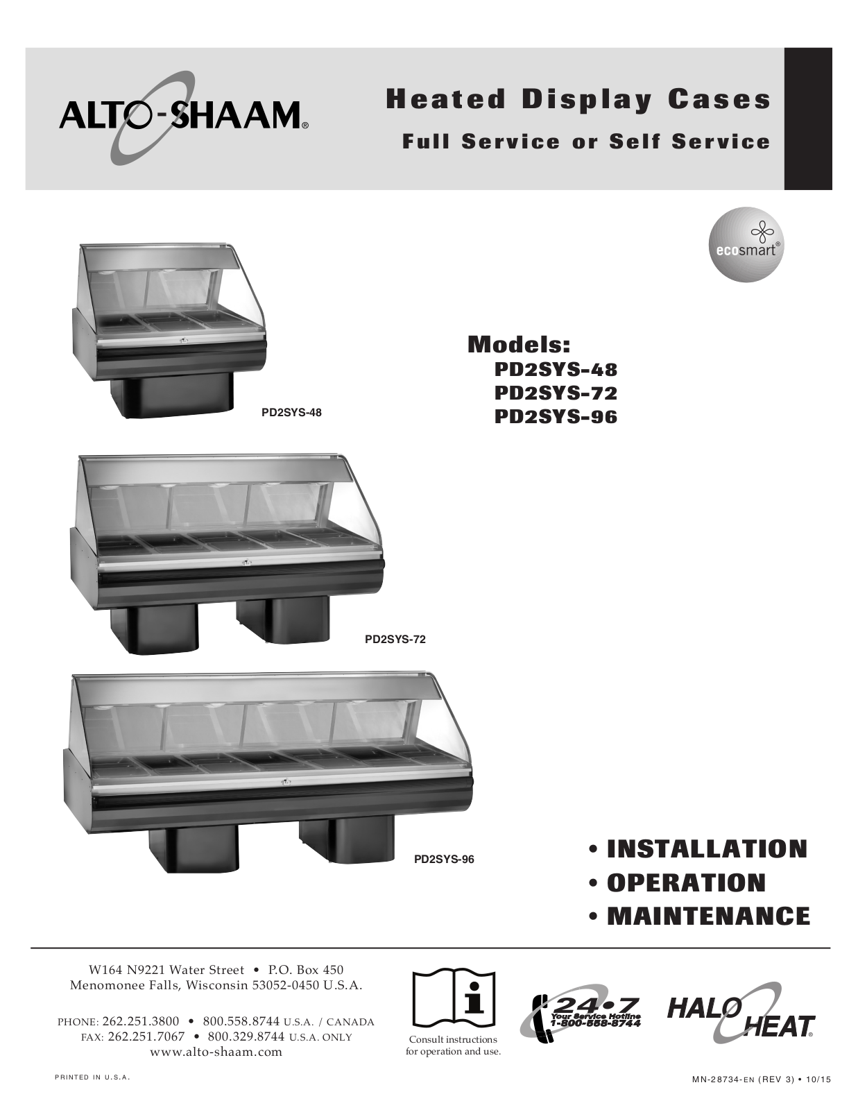 Alto Shaam PD2SYS-96 Installation Manual