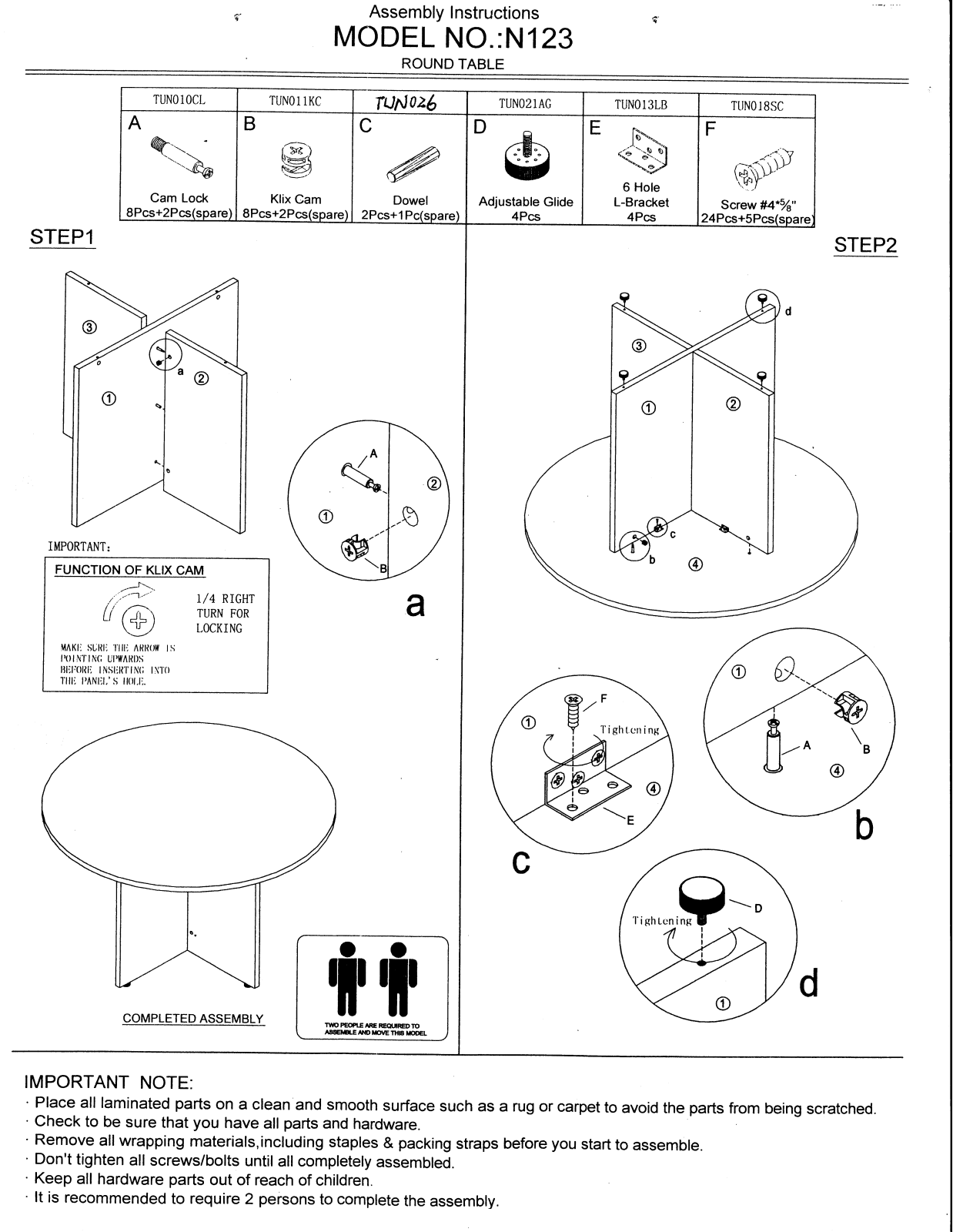 Boss N127MOC, N127DW, N123DW Assembly Guide