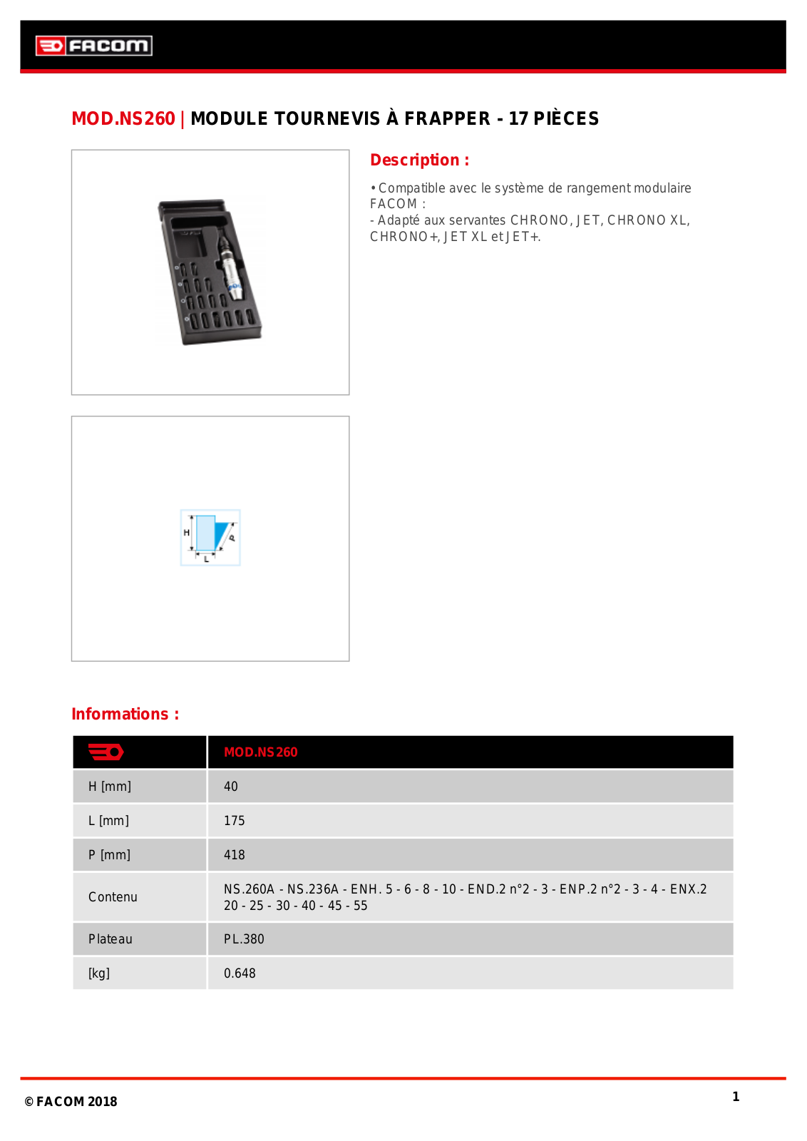 Facom MOD.NS260PB Specification - ManualMachine.com