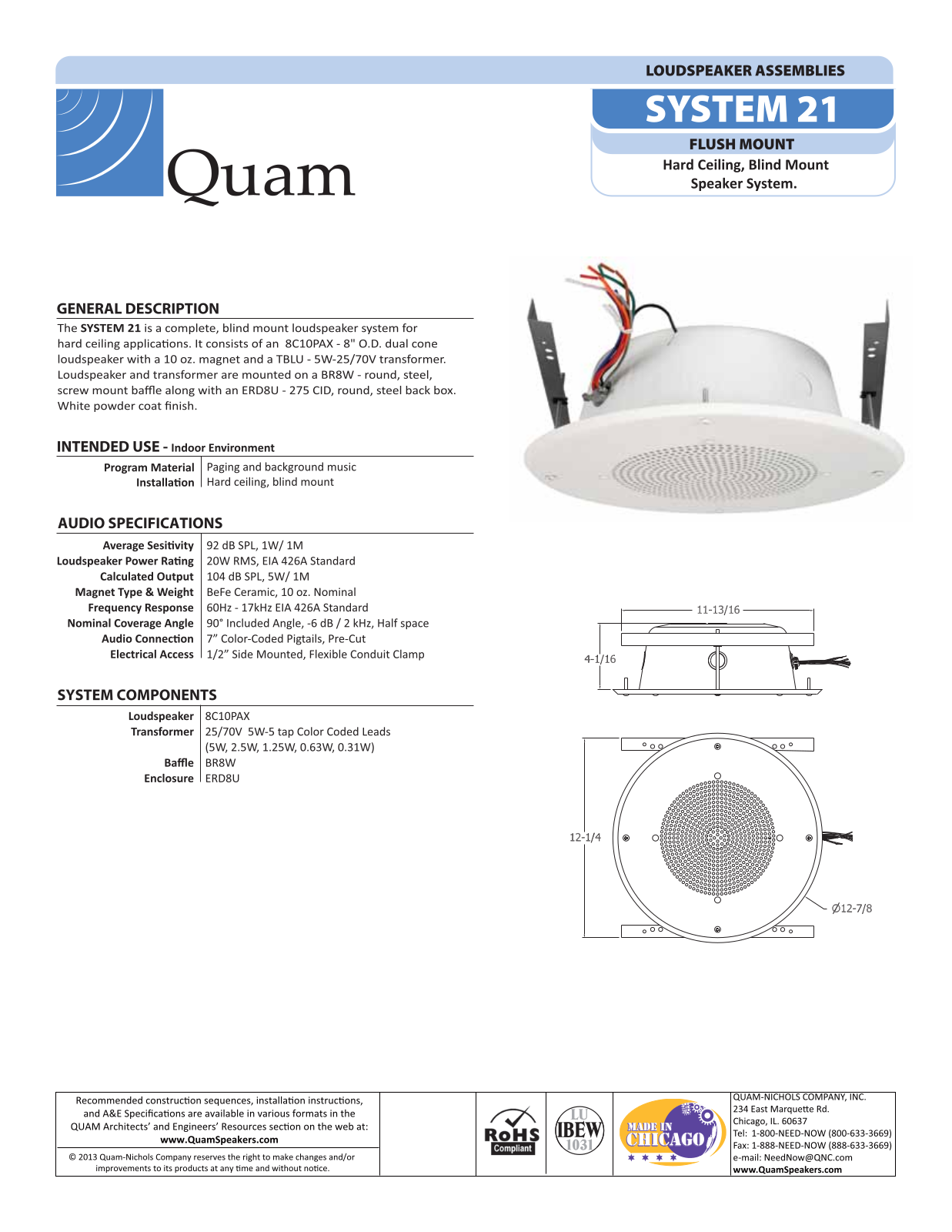 Quam SYSTEM-21 Specifications