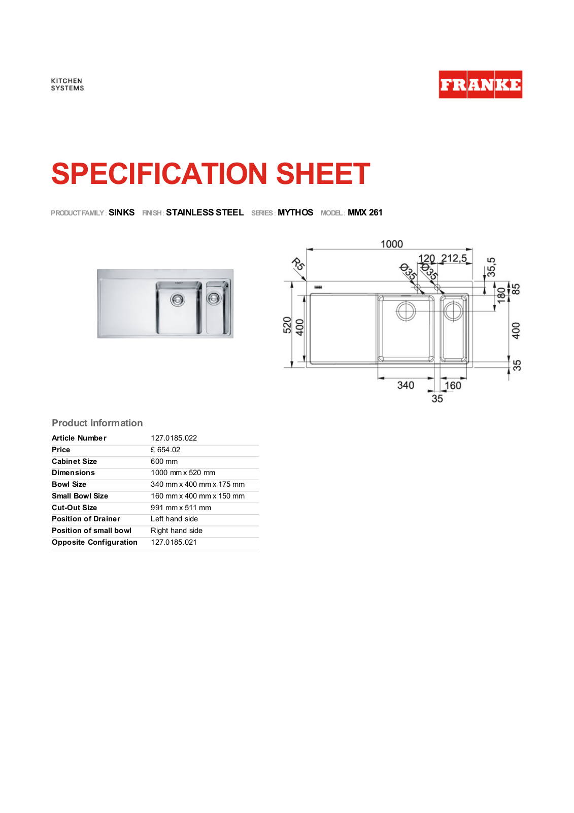 Franke Foodservice MMX 261 User Manual