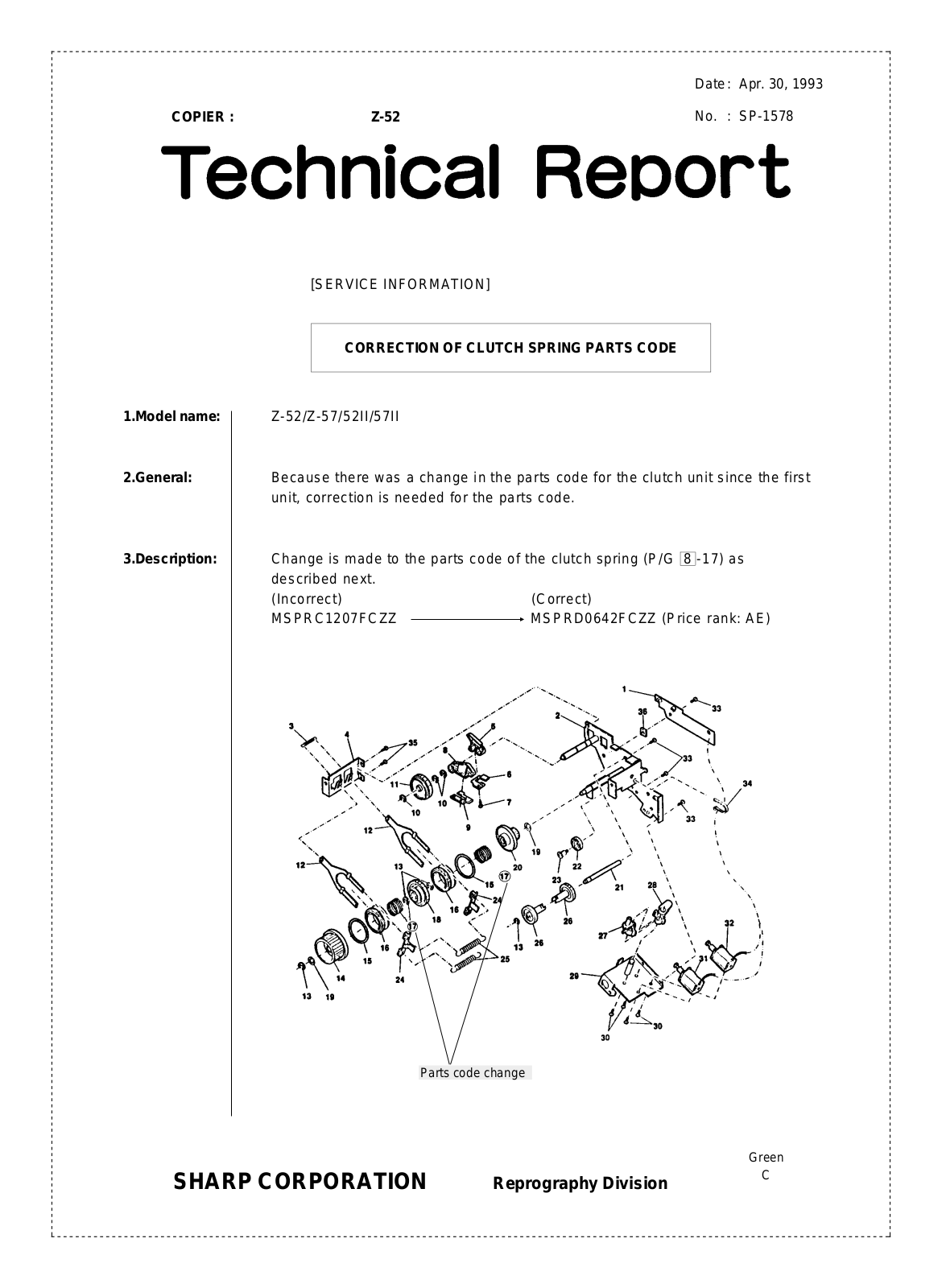 SHARP SP1578 Technical Report