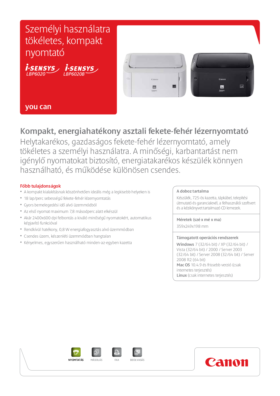 Canon I-SENSYS LBP6020B, I-SENSYS LBP6020 BROCHURE