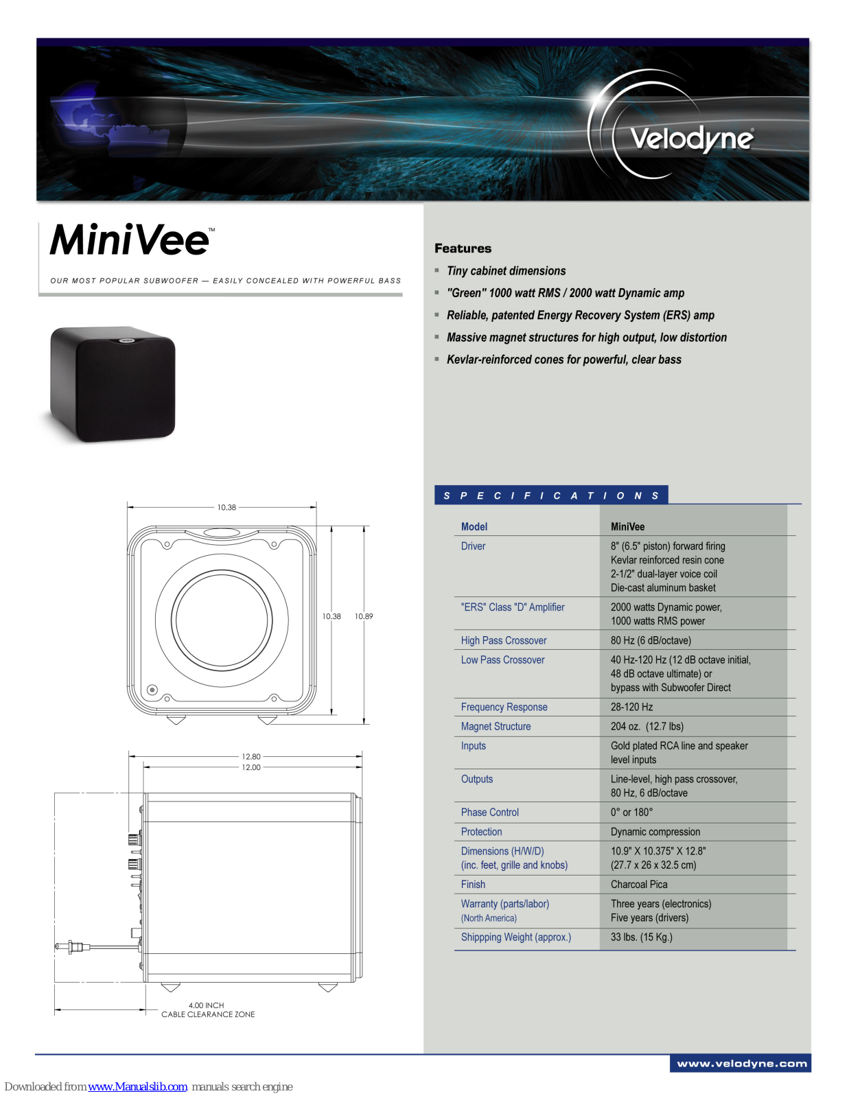 Velodyne MINIVEE - DATASHEET 2, MINIVEE Datasheet