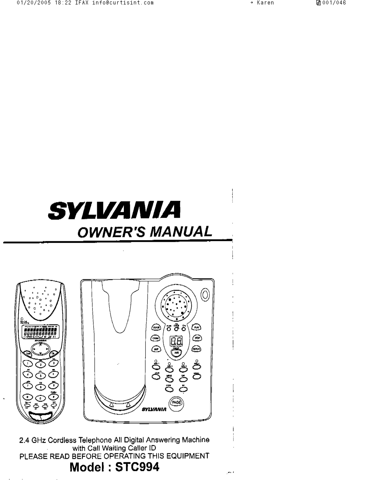 CURTIS STC994 User Manual