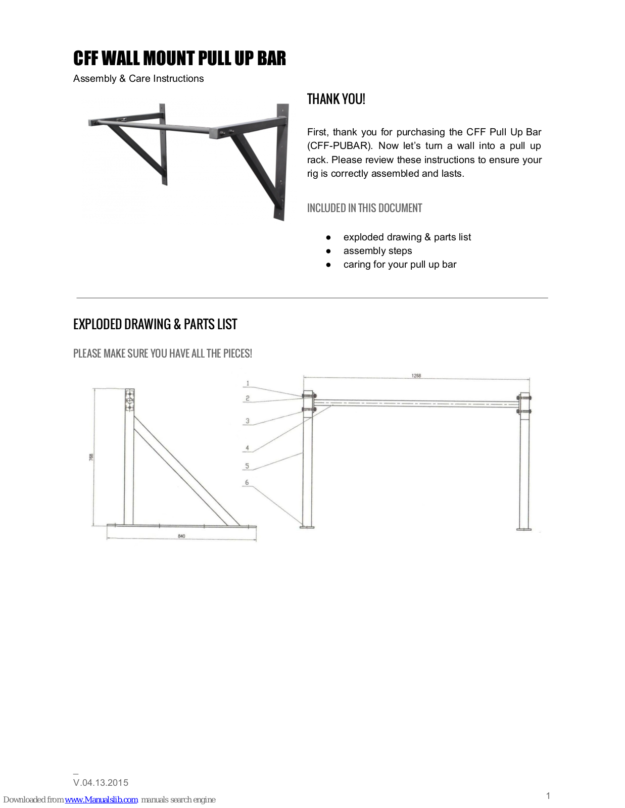 CFF 1977 CFF-PUBAR Assembly & Care Instructions - ManualMachine.com
