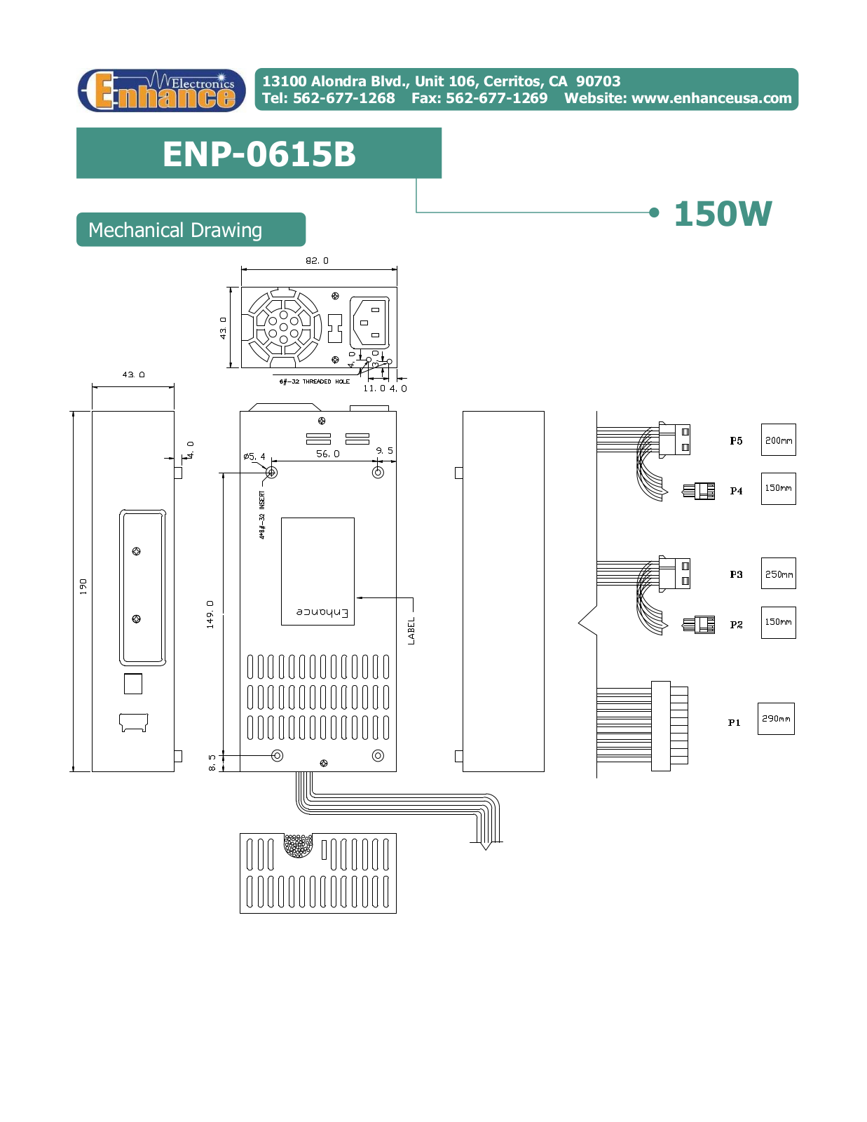 Enhance ENP-0615B MECHANICAL DRAWING