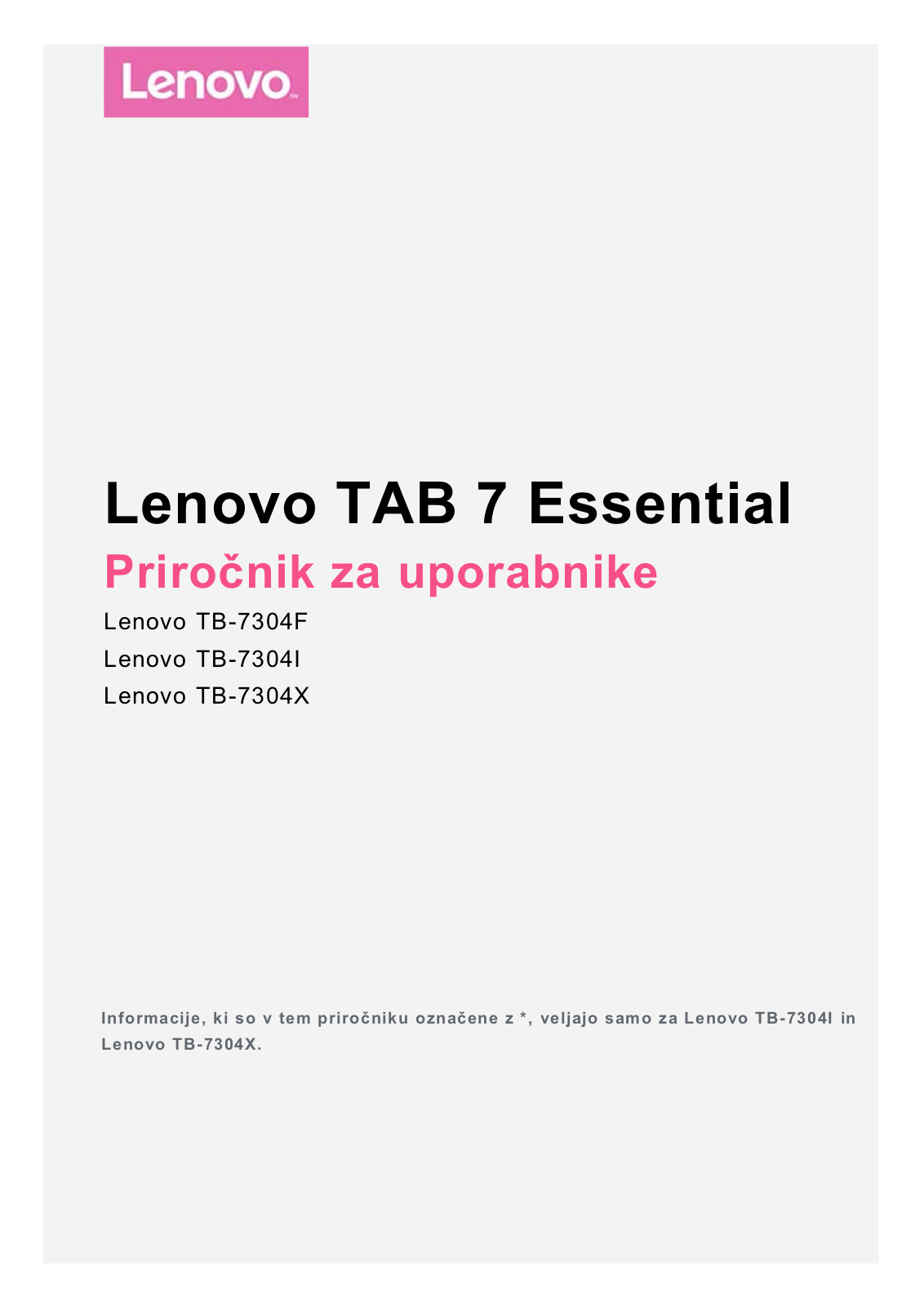 Lenovo TAB 7 Essential User Guide