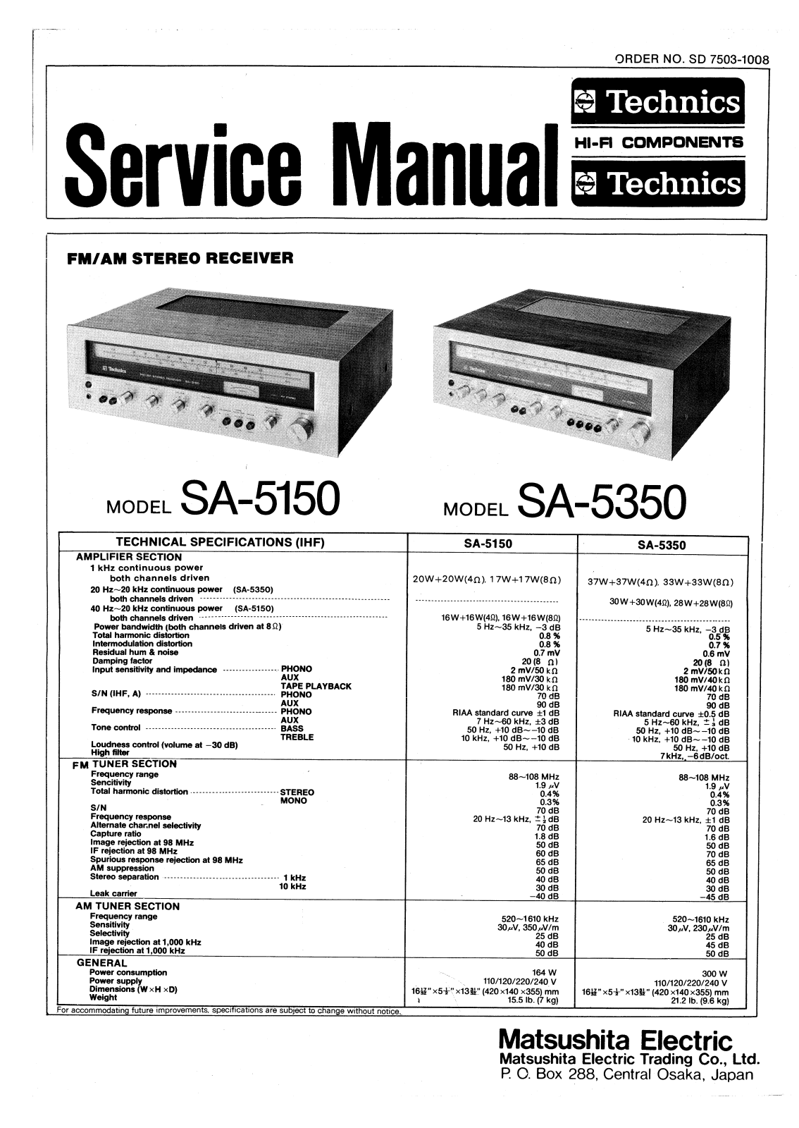 Technics SA-5150 Service Manual