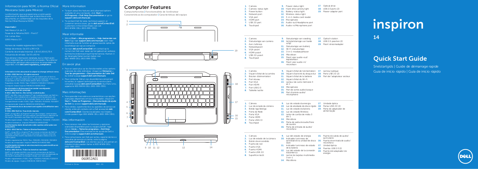 Dell Inspiron 14 3420 Windows 7 Quick Start Manual