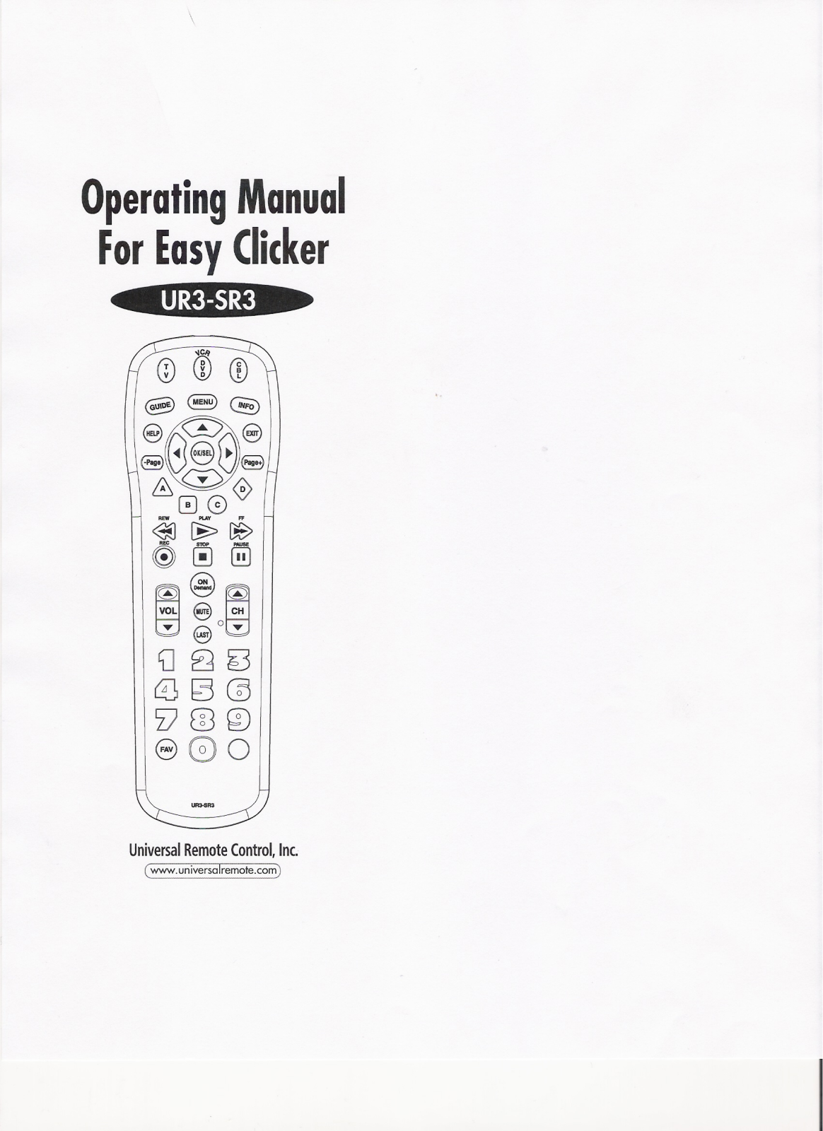 Hitachi UR3-SR3 User Manual