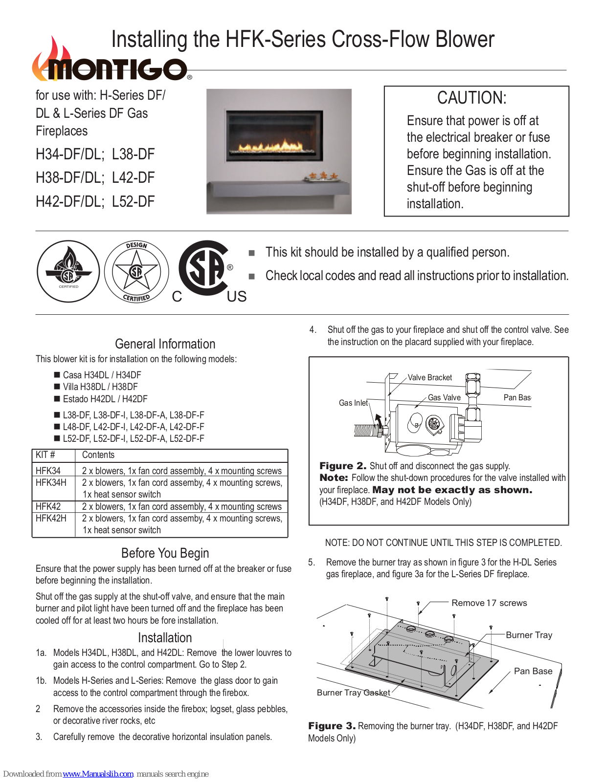 Montigo H34-DF/DL, L38-DFH38-DF, L42-DF, H42-DF, H38-DL Installation Manual