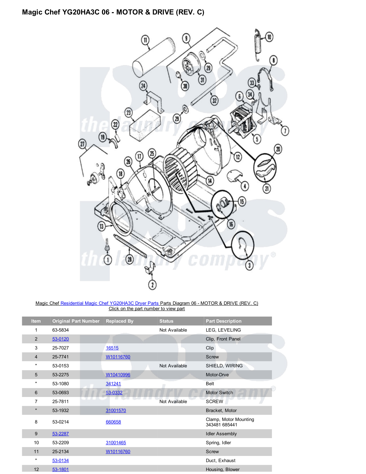 Magic Chef YG20HA3C Parts Diagram