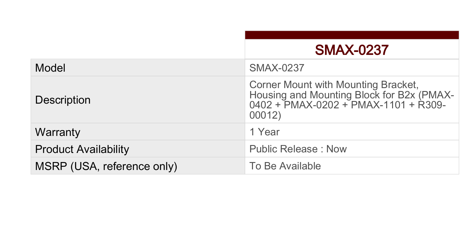 ACTi SMAX-0237 Specsheet