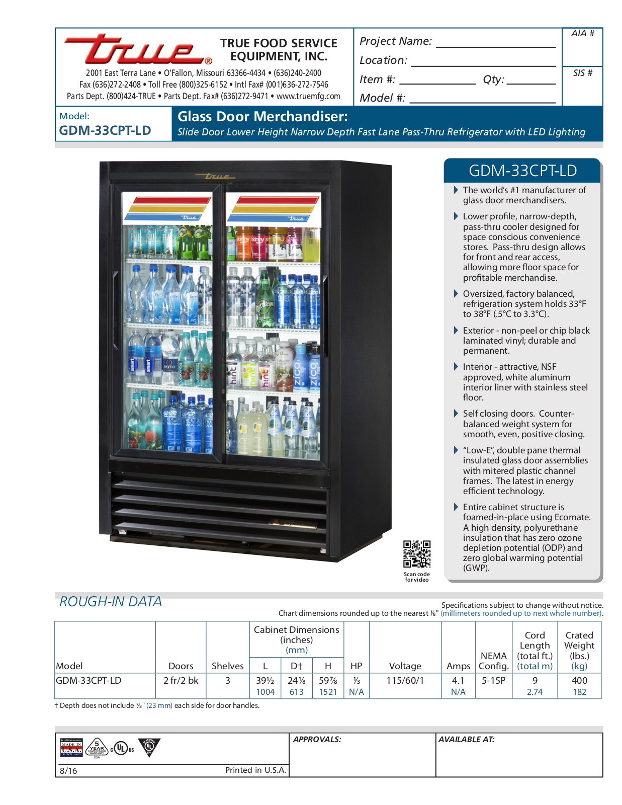 True GDM-33CPT-LD User Manual