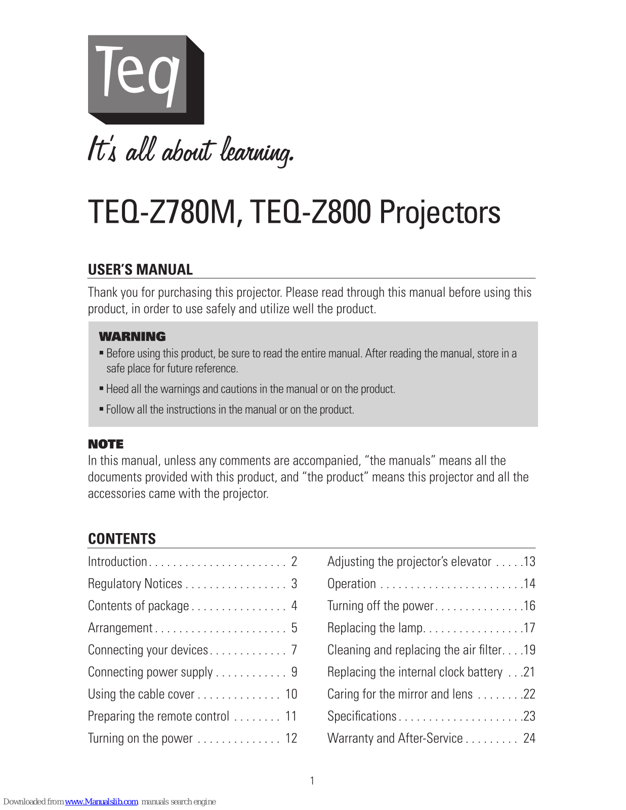 TEQ TEQ-Z780M, TEQ-Z800 User Manual