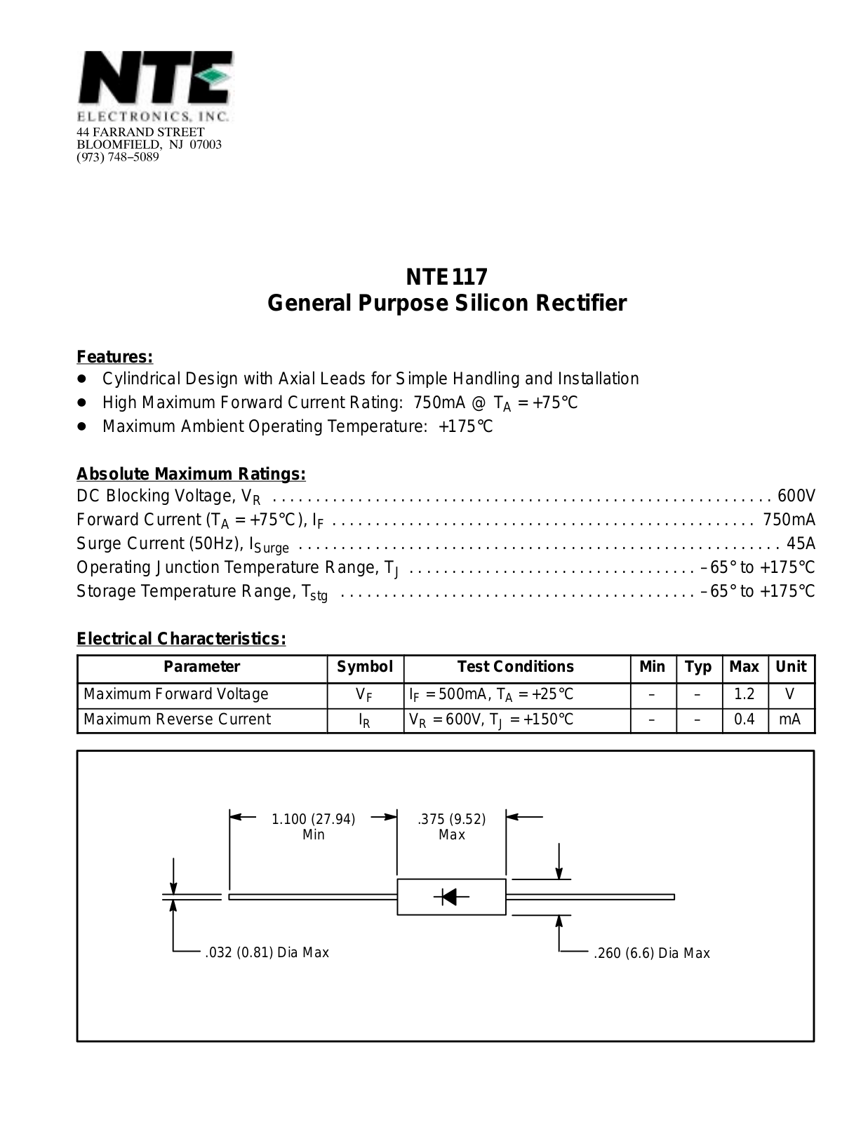 Datasheet NTE117 Datasheet (NTE) - ManualMachine.com