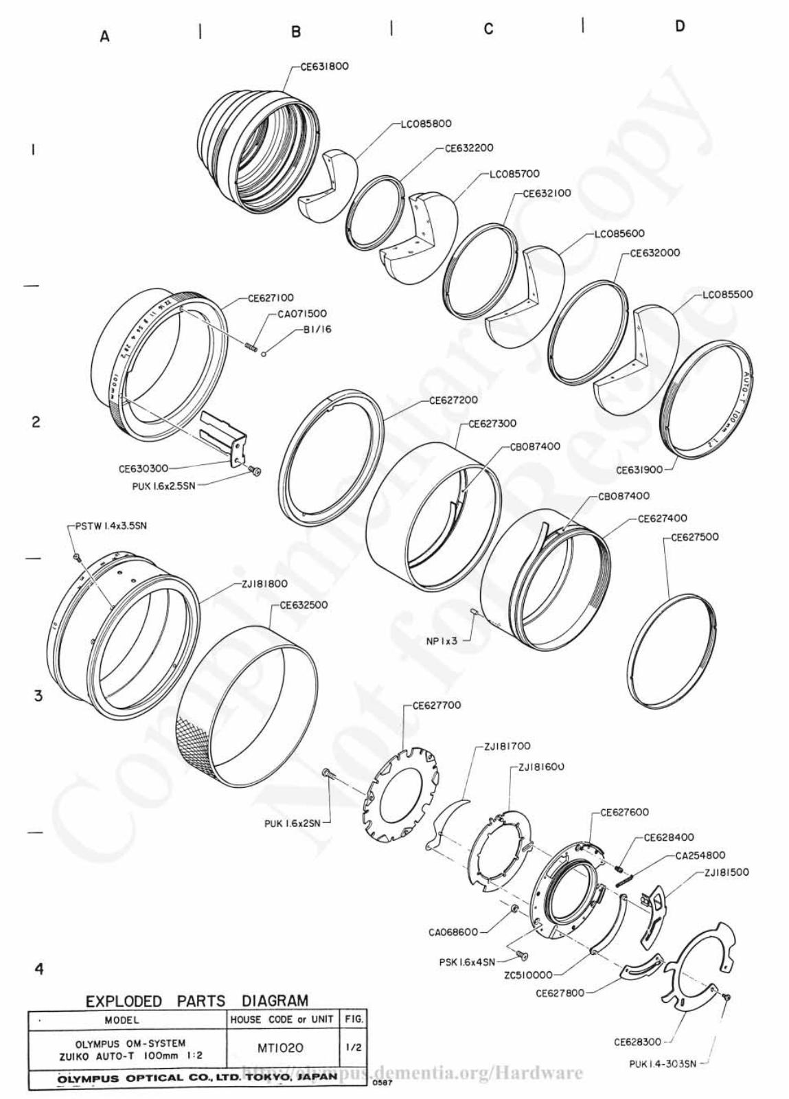 OLYMPUS 100mm f2.0 Service Manual