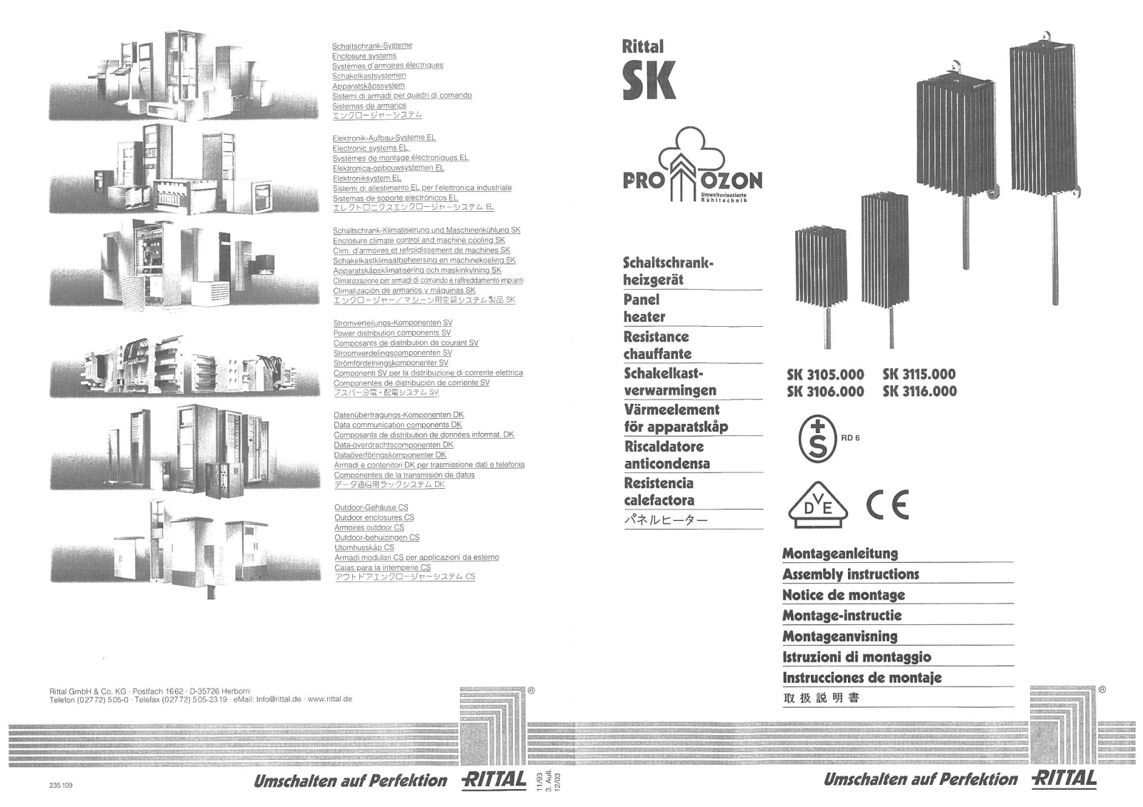 Rittal SK 3105.000, SK 3106.000, SK 3115.000, SK 3116.000 Assembly Instructions