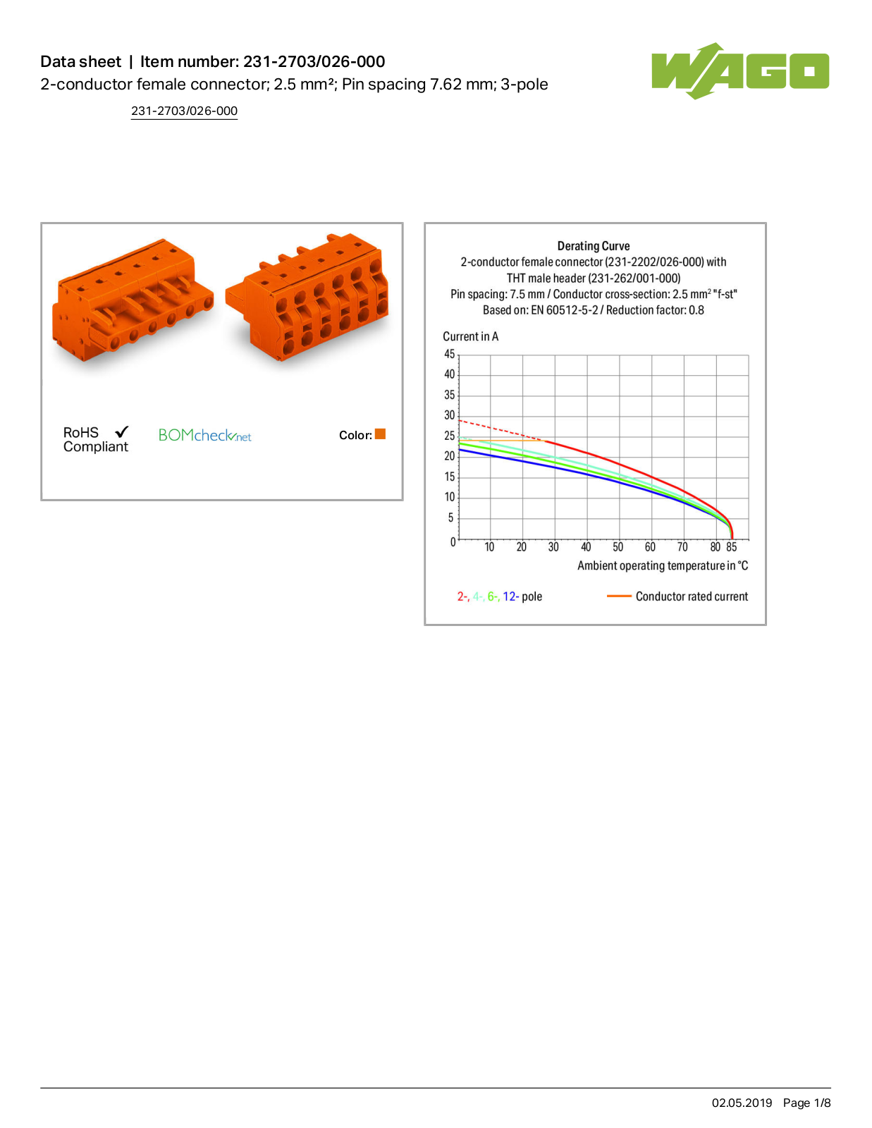 Wago 231-2703/026-000 Data Sheet