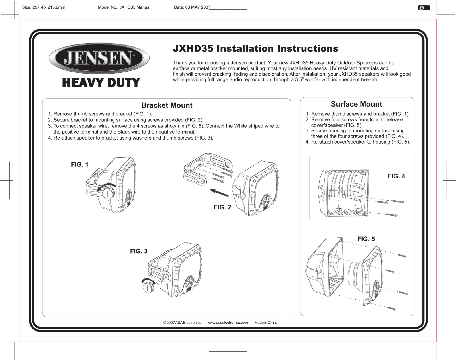 Jensen JXHD35 User Manual