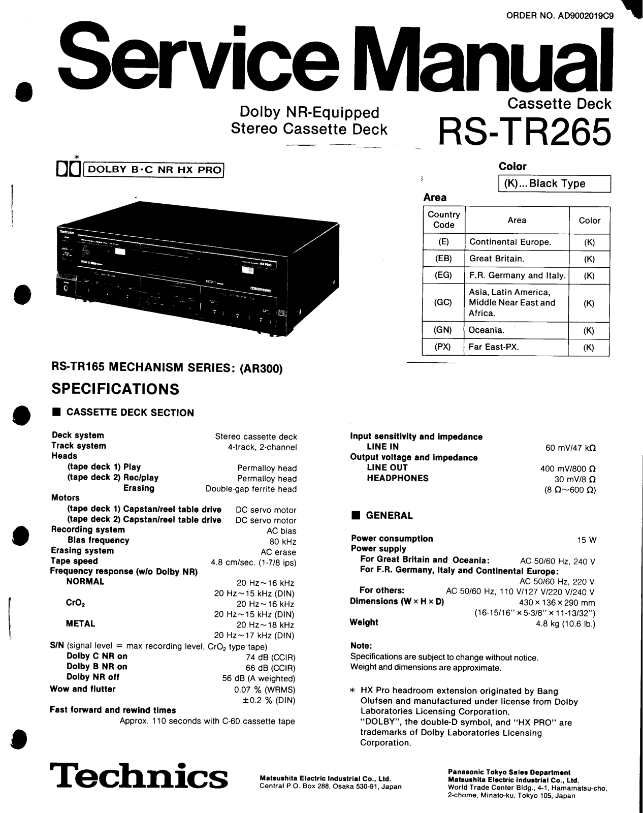 Technics RS-TR-265 Service Manual