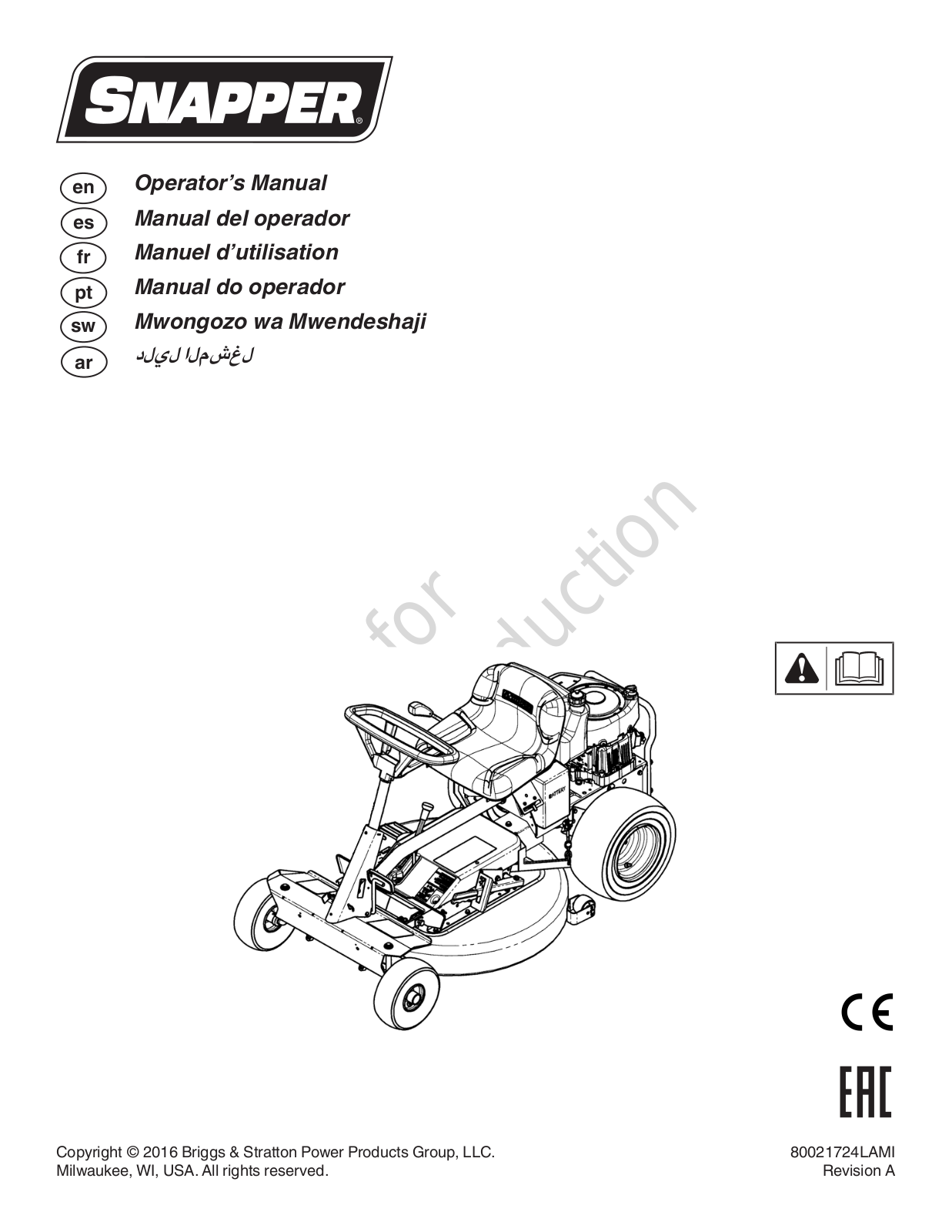 Snapper 2691382-00, 2691383-00 Operator's Manual