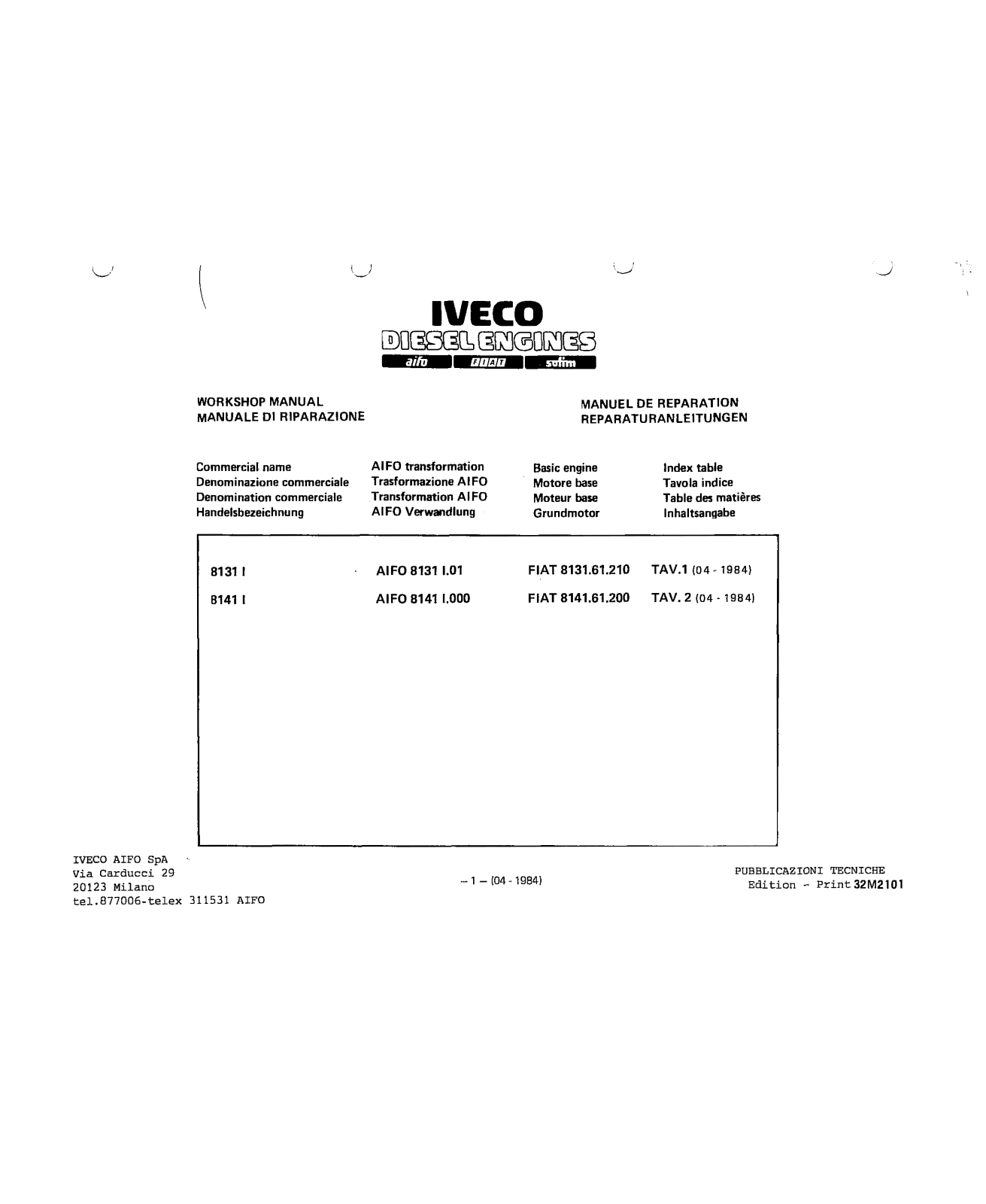 Iveco 8131 I Diesel Engine Workshop Manual - ManualMachine.com