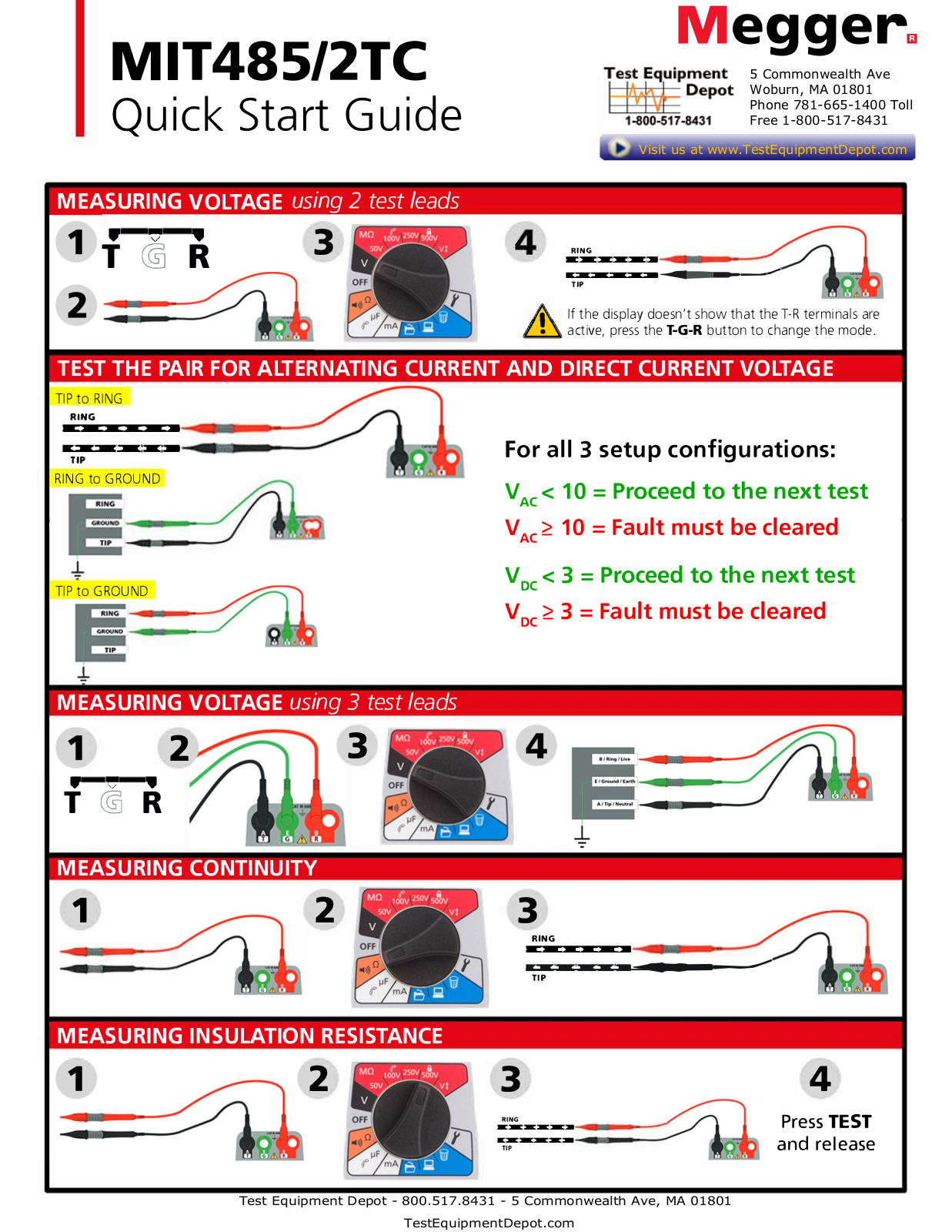 Megger MIT485 Quick Start Guide