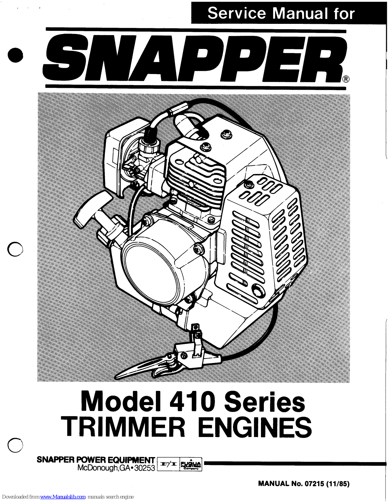 Snapper 410 Series Service Manual