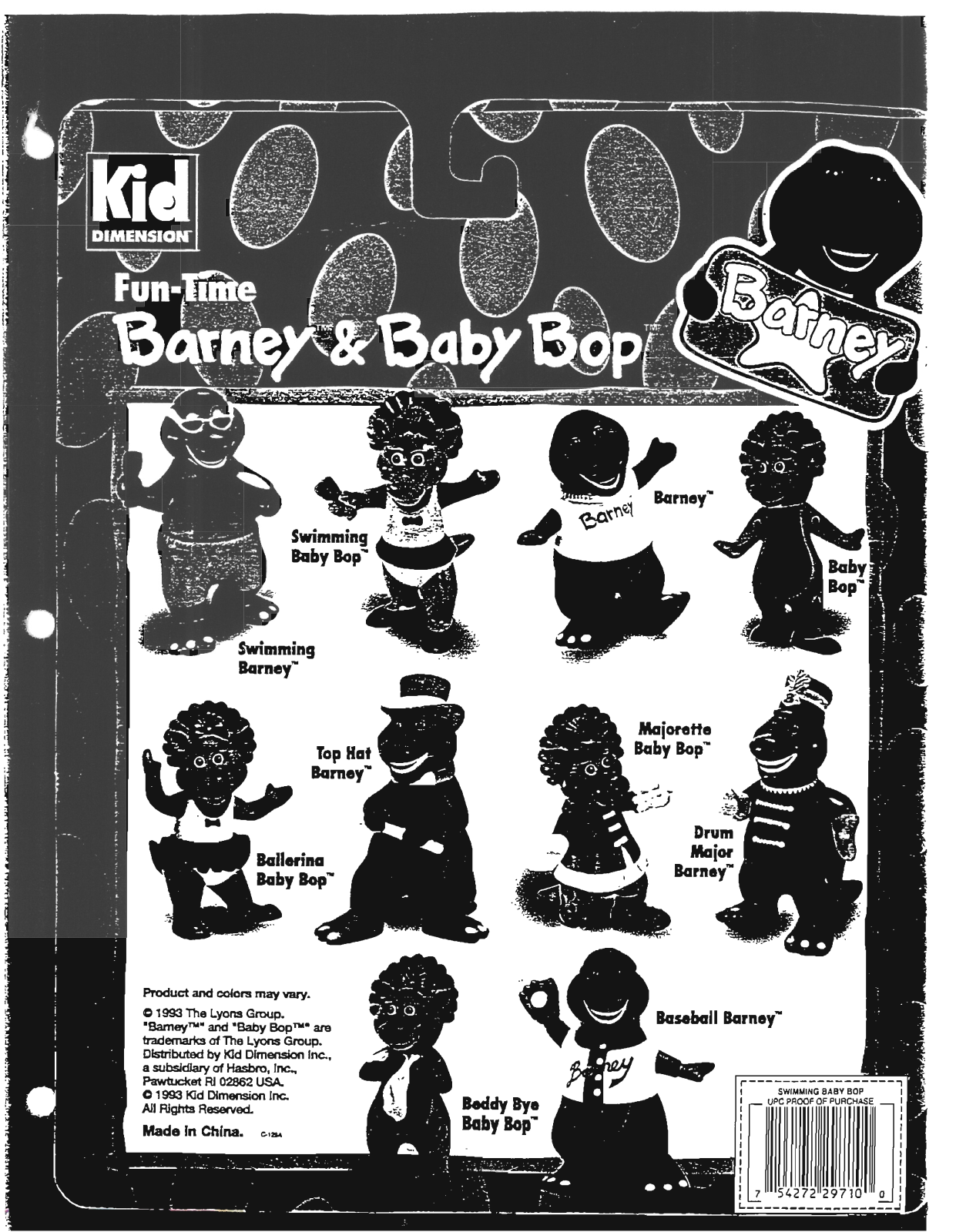 HASBRO Barney Swimming Baby Bop Kid Dimension User Manual