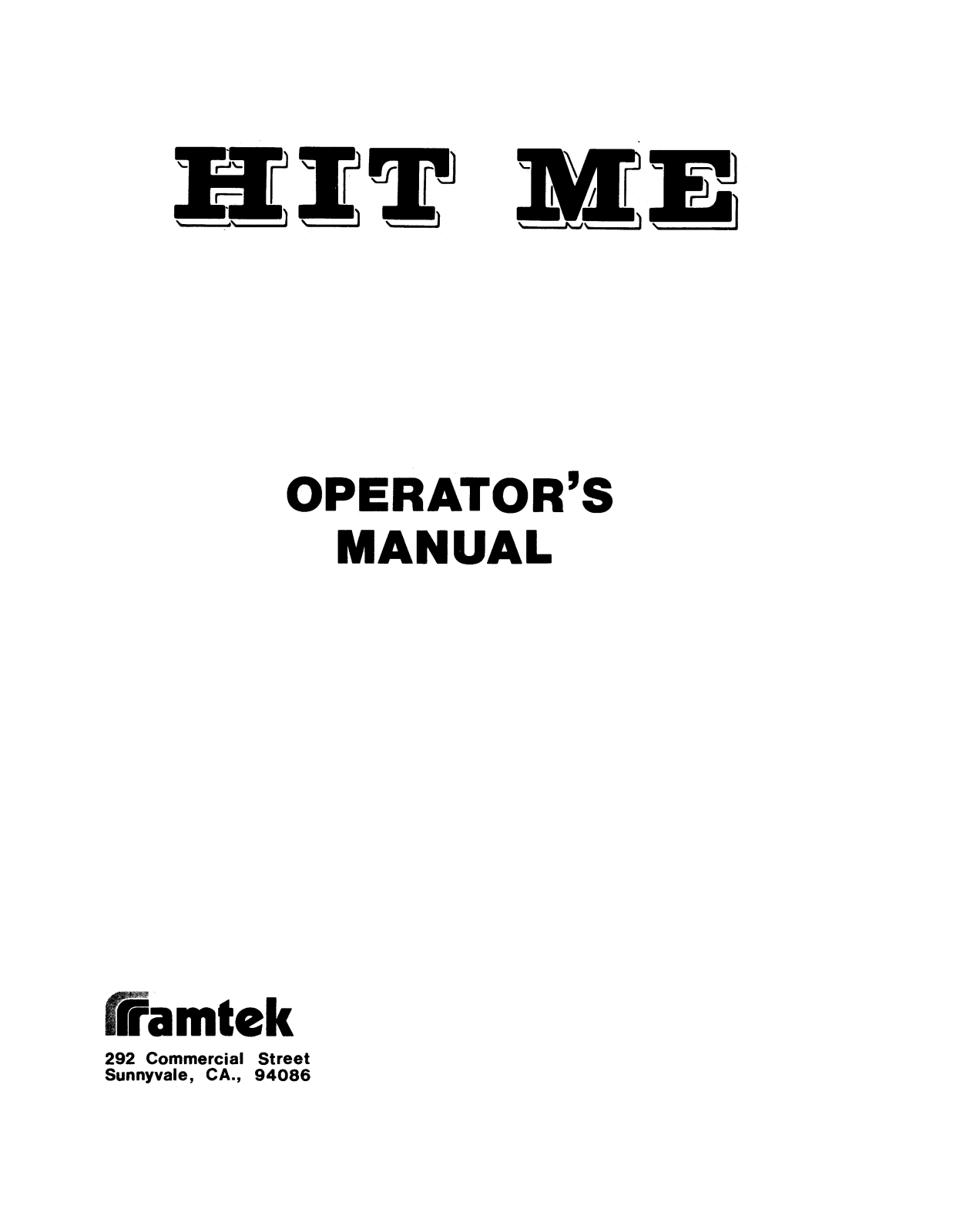 Ramtek Hit Me User Guide