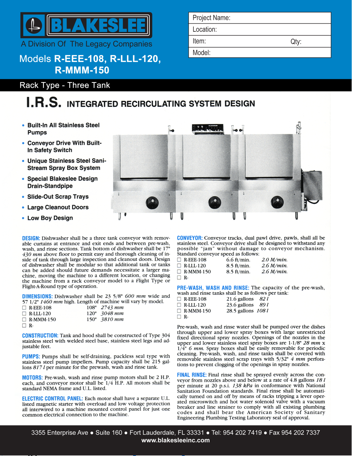 Blakeslee R-EEE-108 User Manual