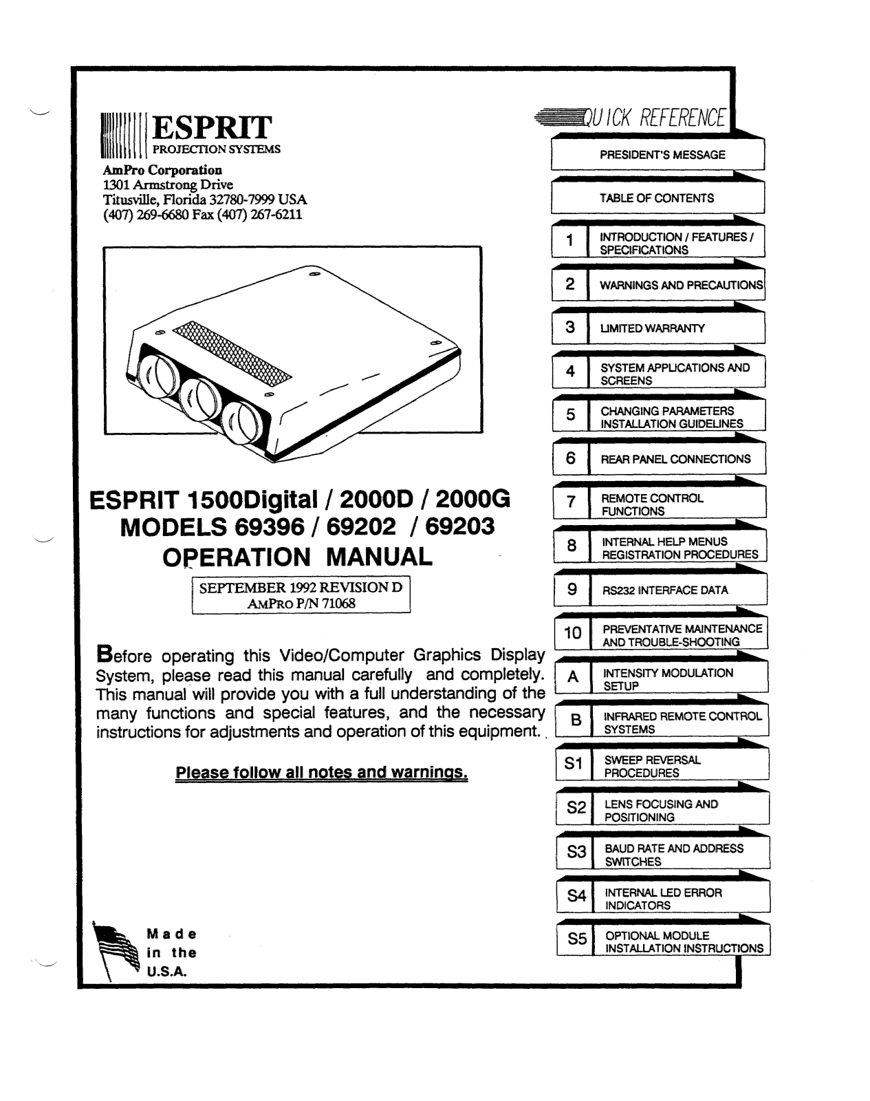 Ampro 2000G, 69202, 69203 User manual - ManualMachine.com