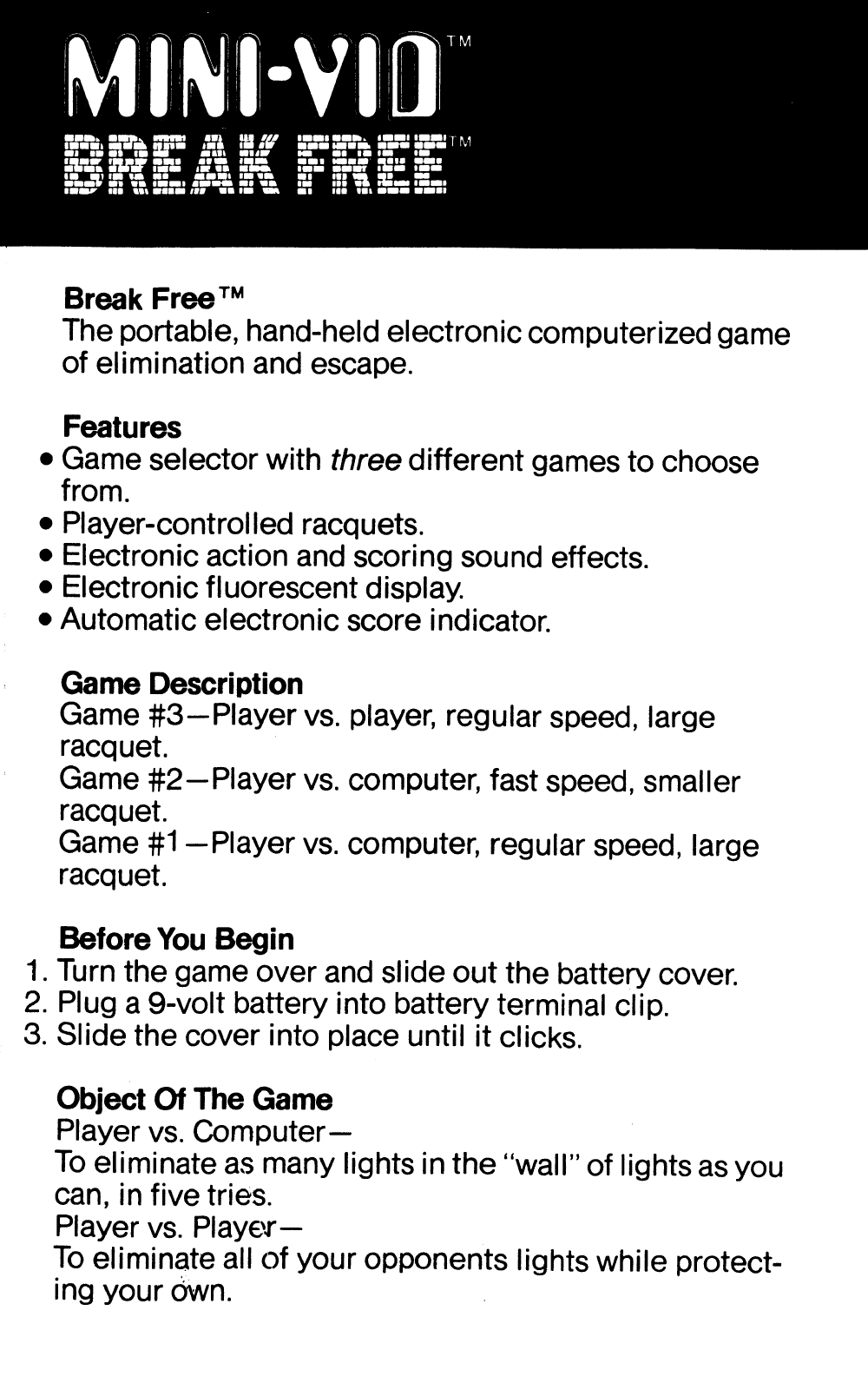 Mego MiniVid Breakfree User Guide - ManualMachine.com
