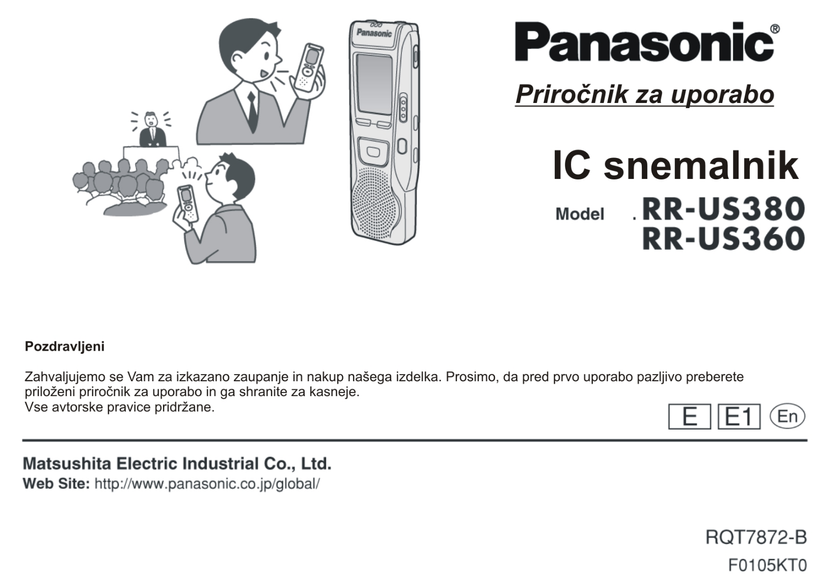 Panasonic RR-US380, RR-US360 User Manual