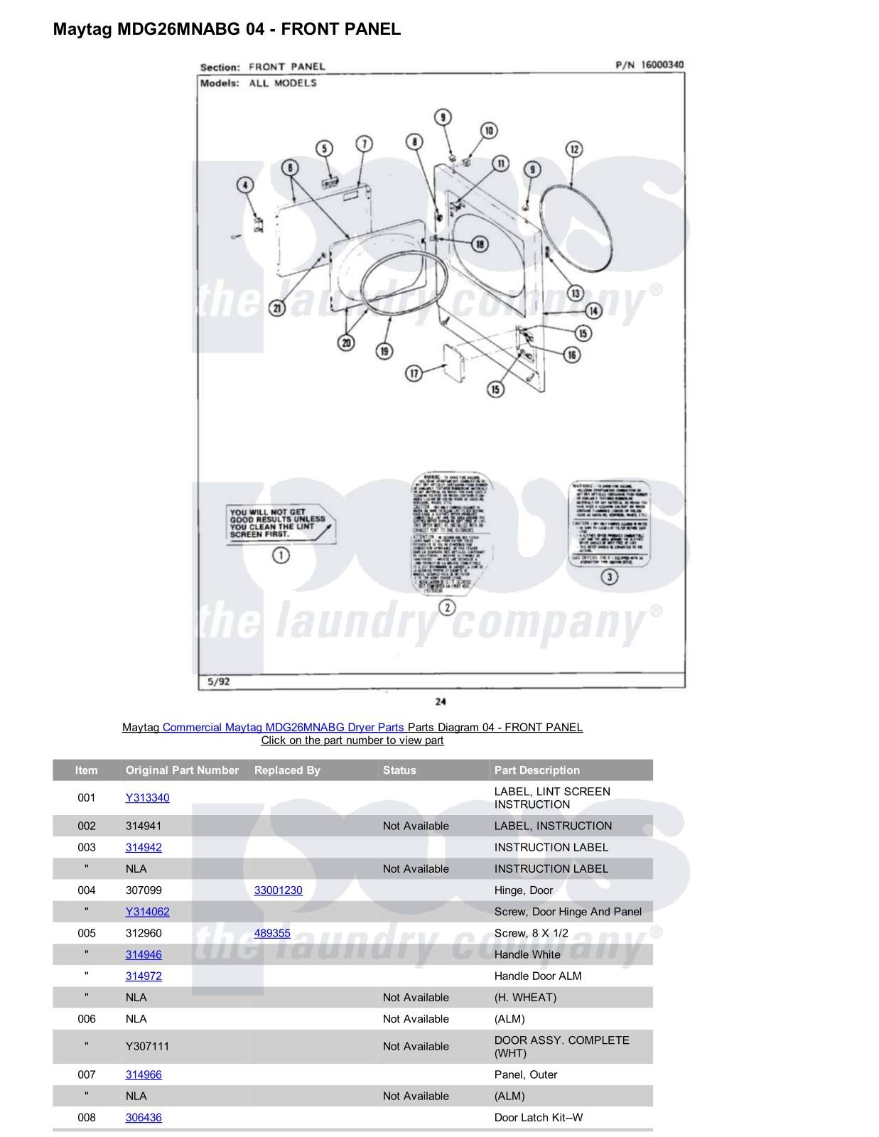 Maytag MDG26MNABG Parts Diagram