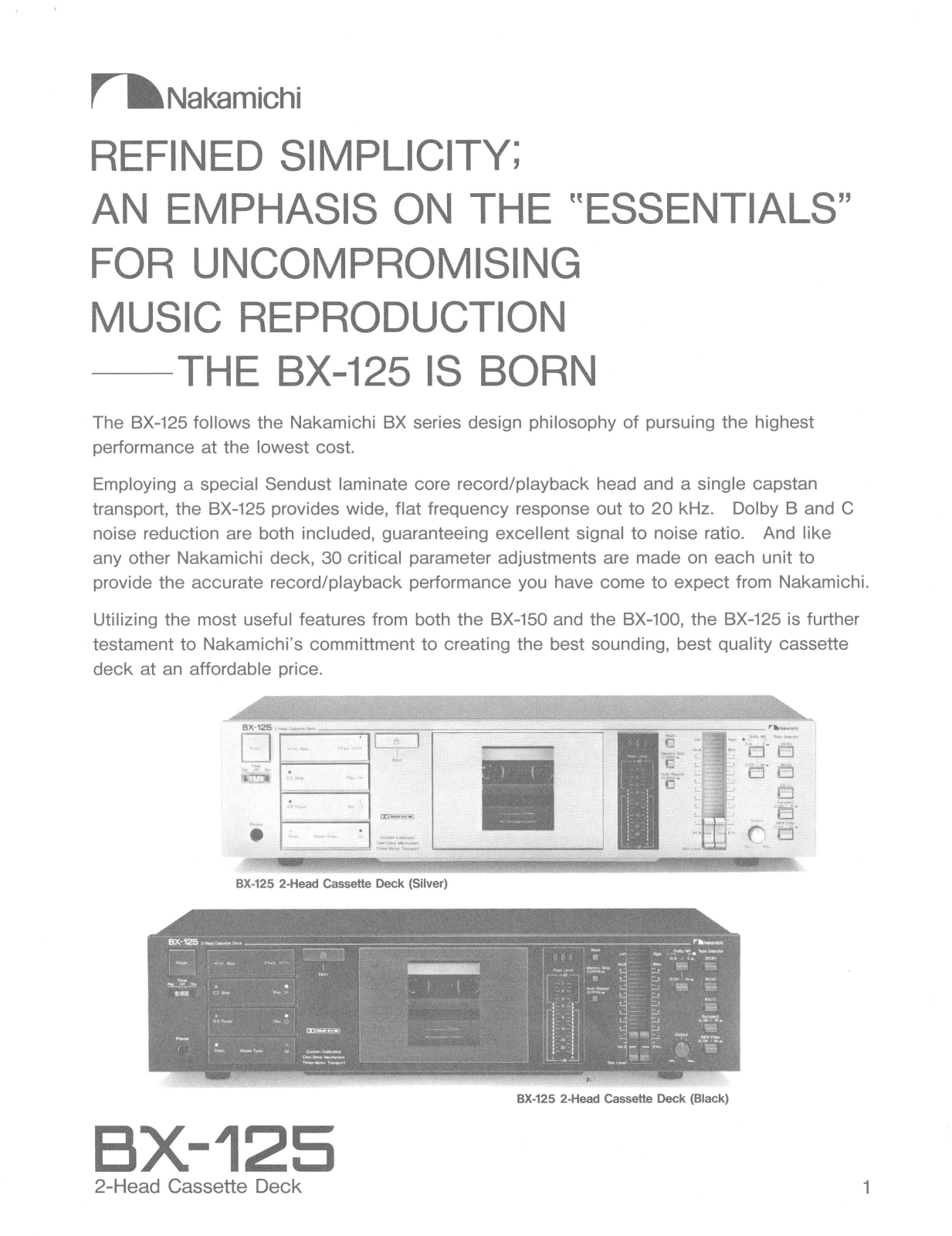 Nakamichi BX-125 Brochure