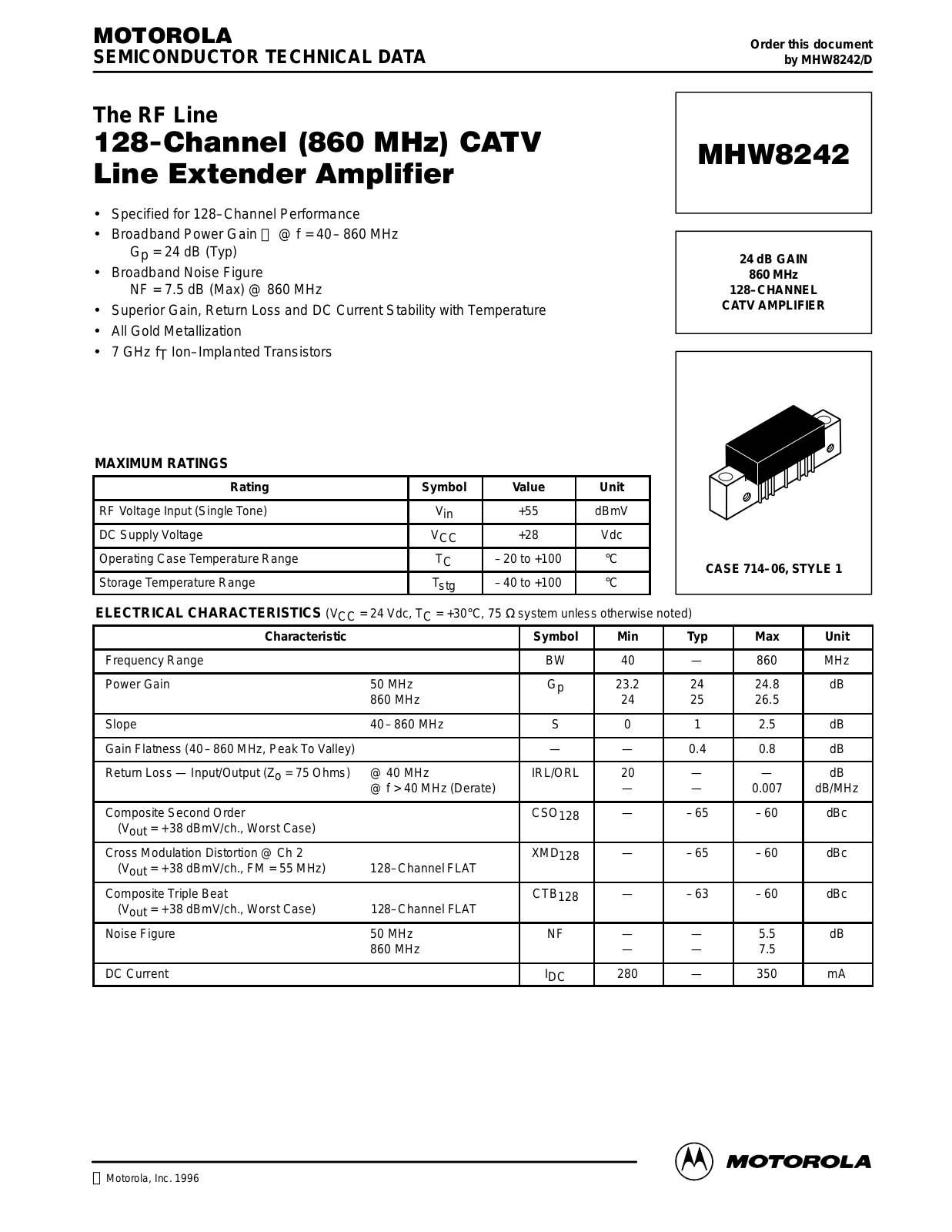 Motorola MHW8242 Datasheet