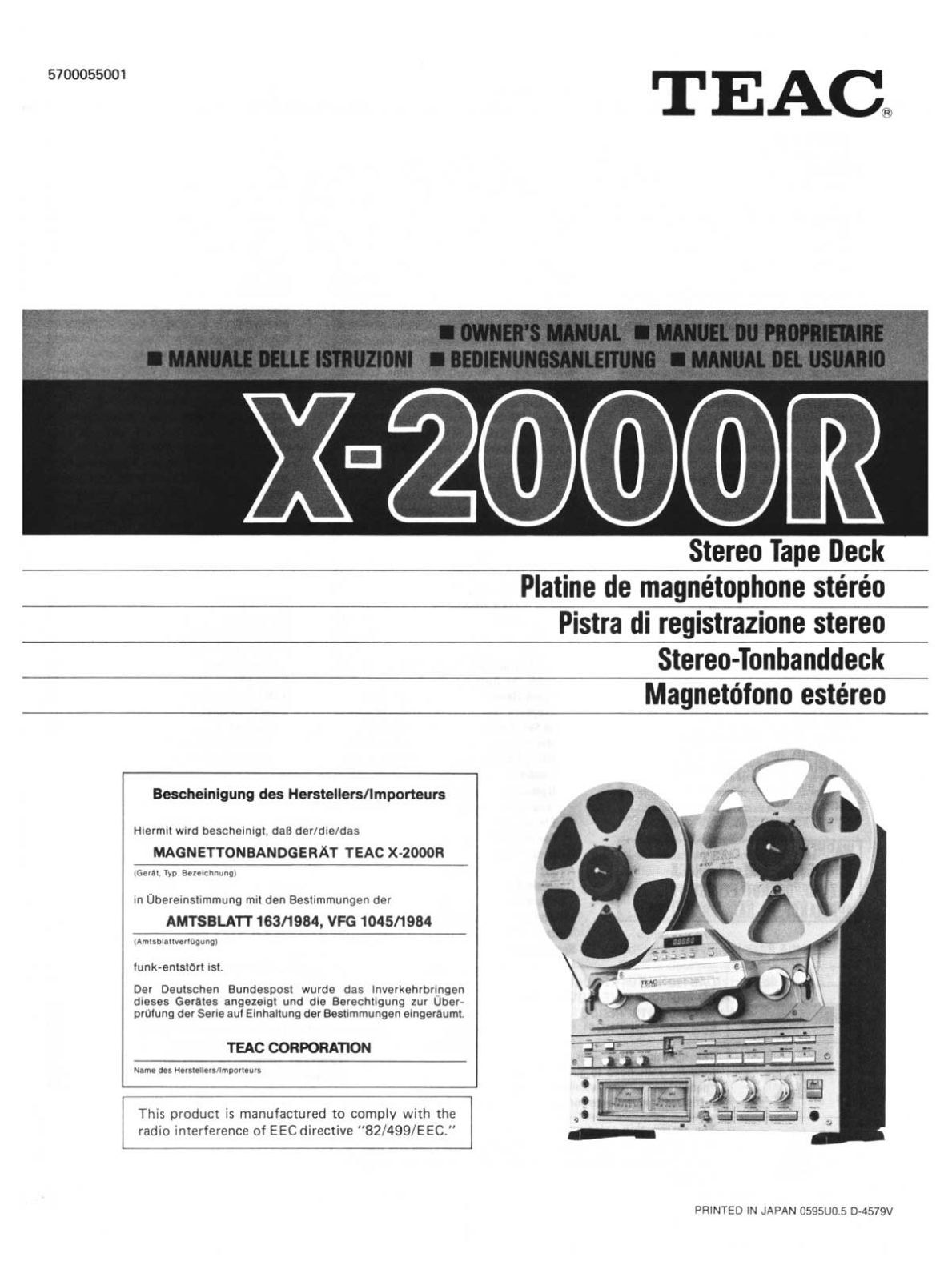 TEAC X-2000-R Owners manual