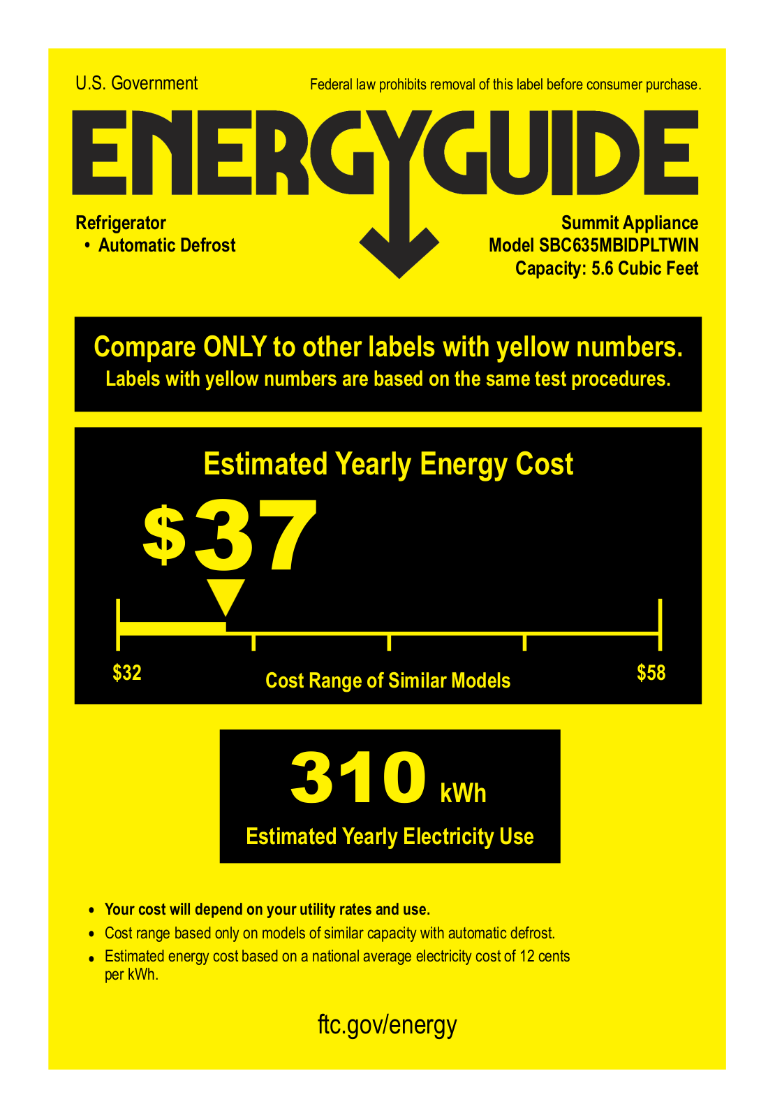 Summit SBC635MBIDPLTWIN Energy manual