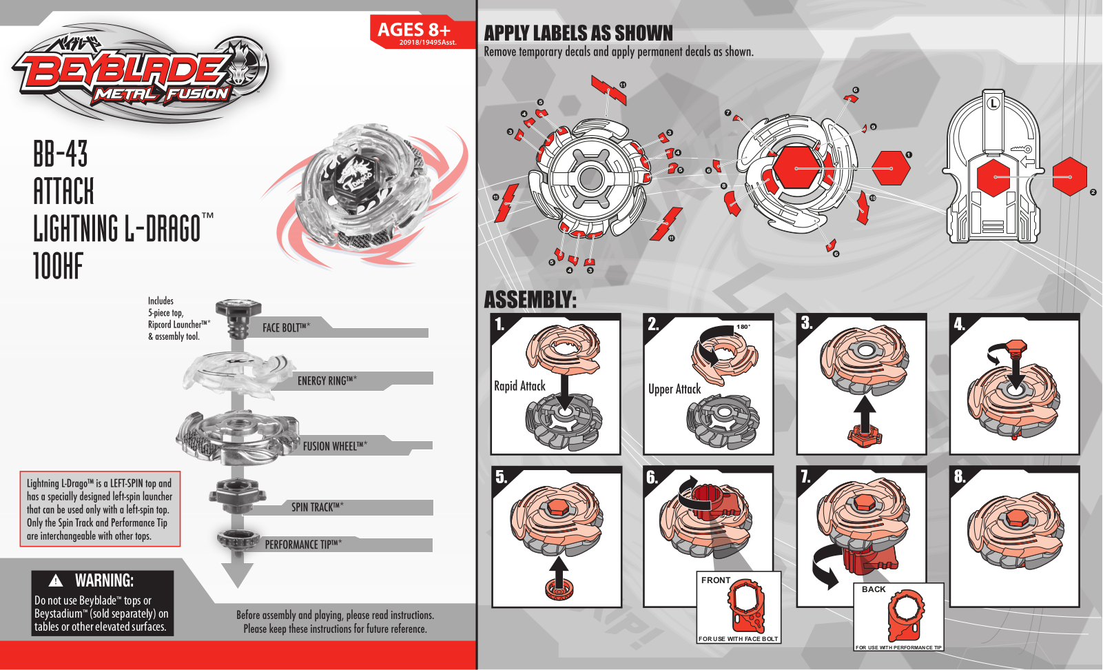 HASBRO Beyblade Metal Fusion Lightning L-Drago 20918 User Manual