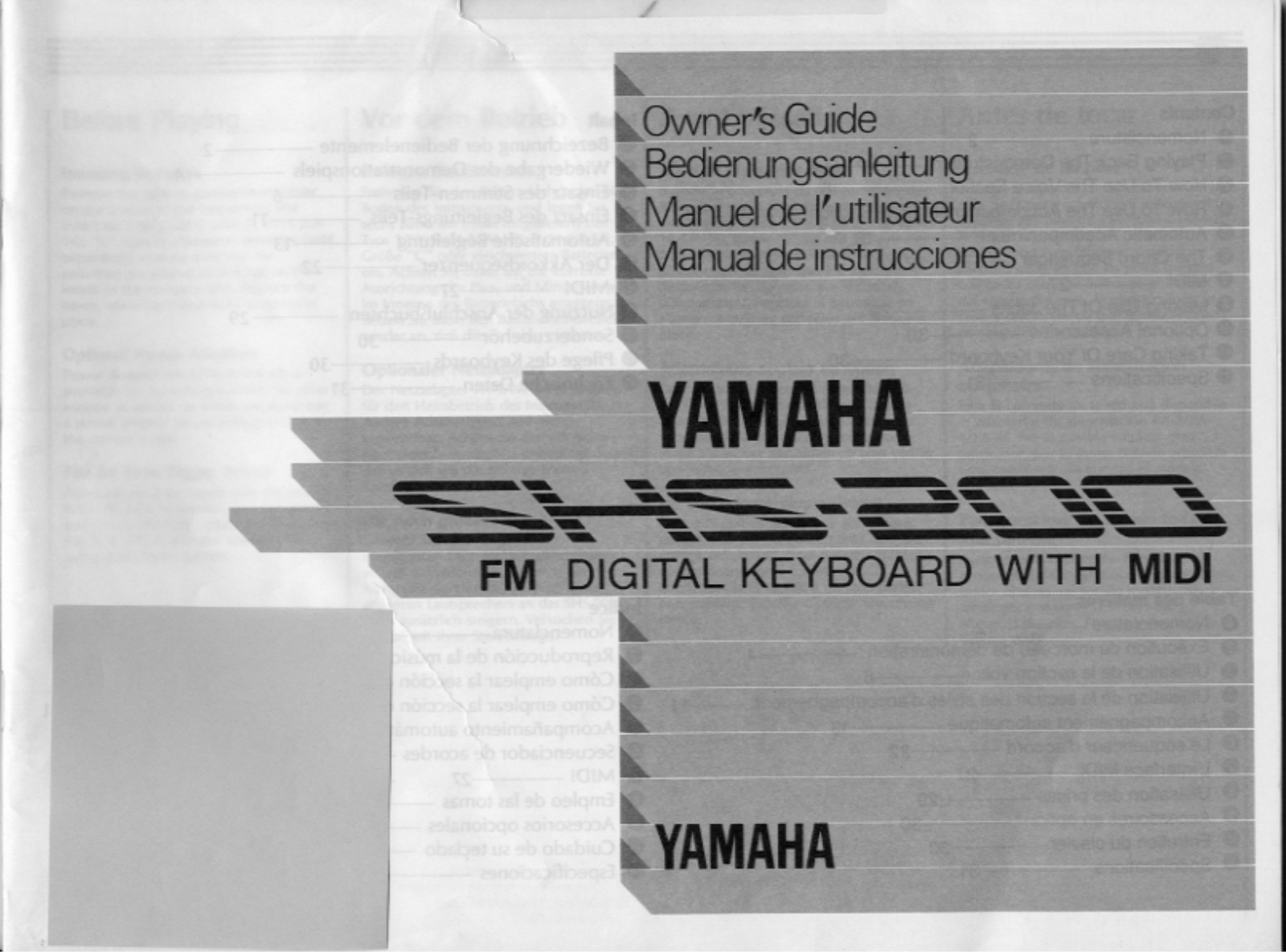 Yamaha SHS200E, SHS-200 User Manual