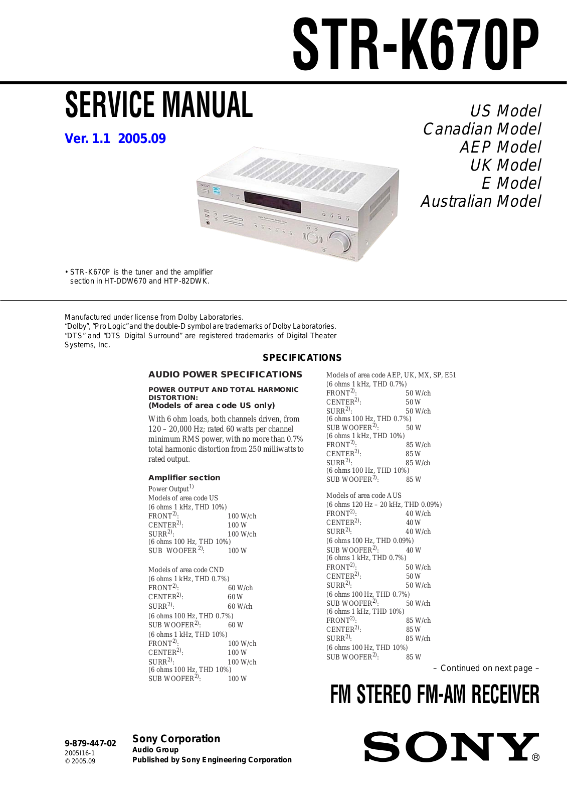 Sony STRK-670-P Service manual