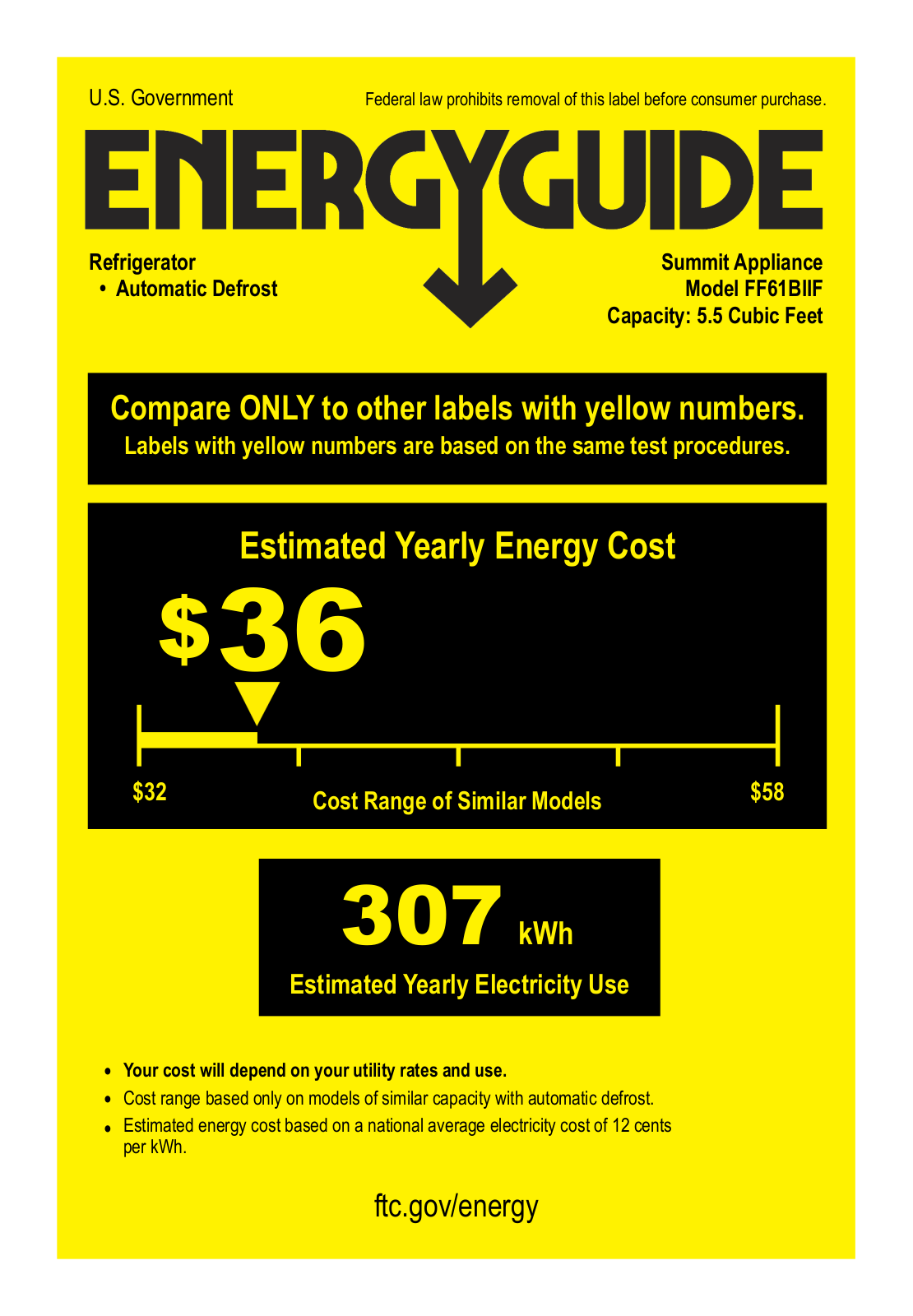 Summit FF61BIIF Energy manual