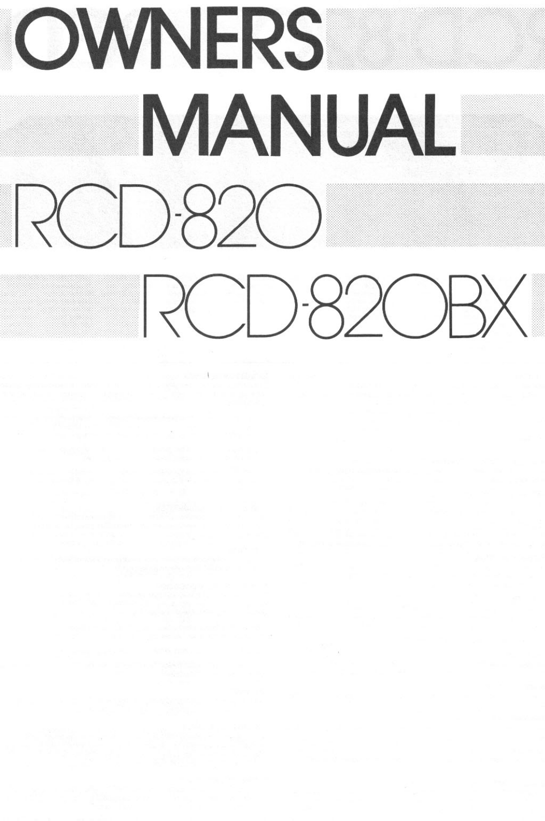 Rotel RCD-820BX, RCD-820 User Manual