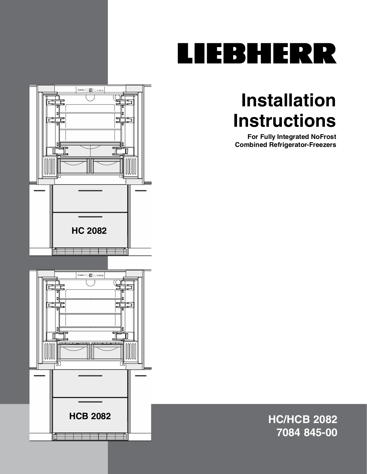 Liebherr HCB2082 Installation Manual